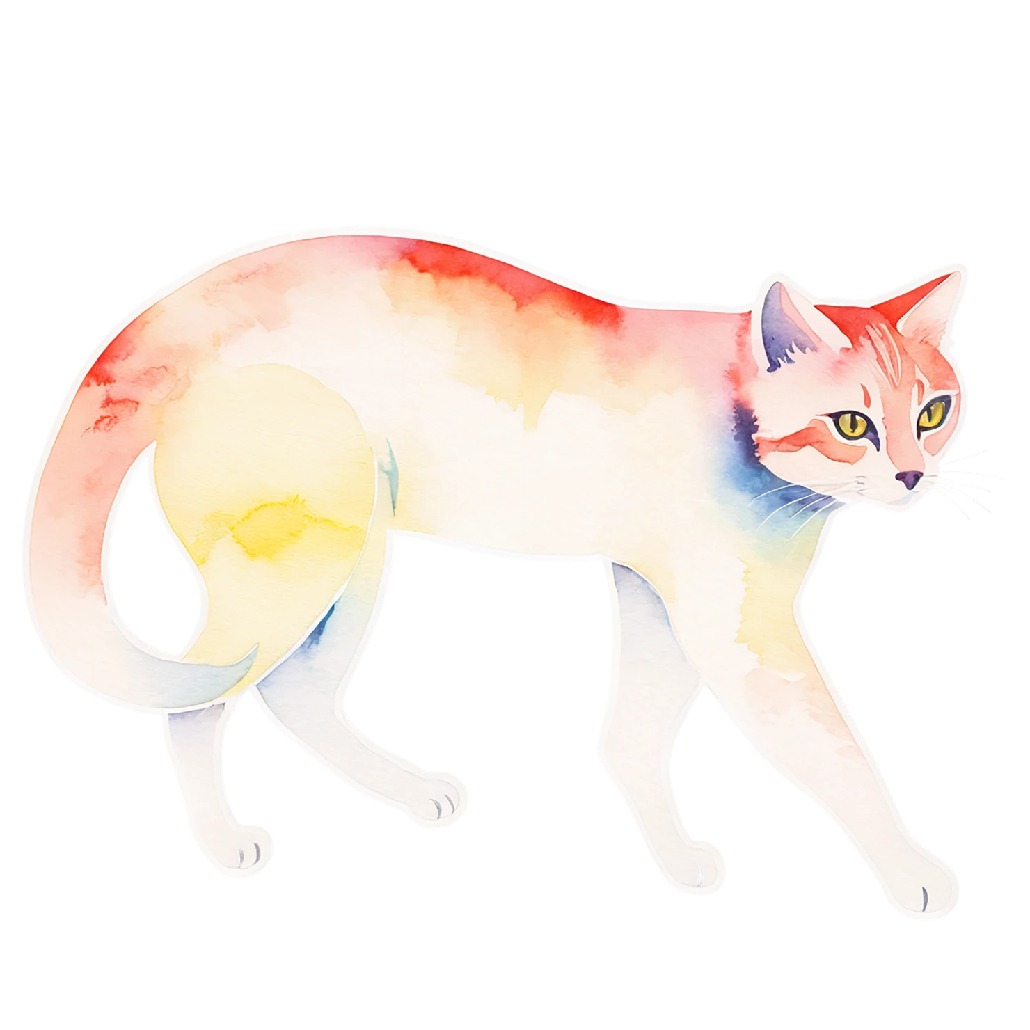 Cat watercolor sticker isolated on transparent background #14979
