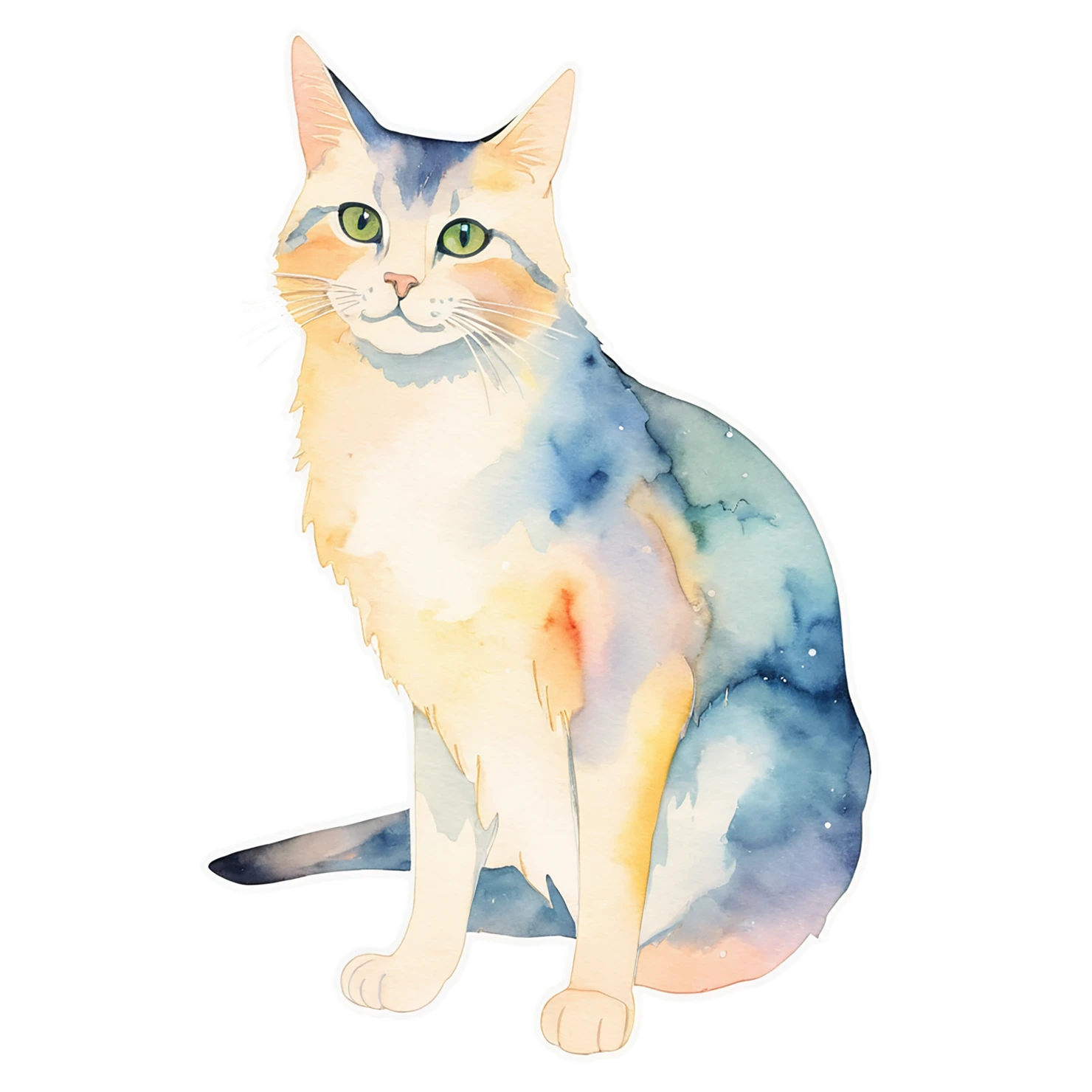 Cat watercolor sticker isolated on transparent background #14981