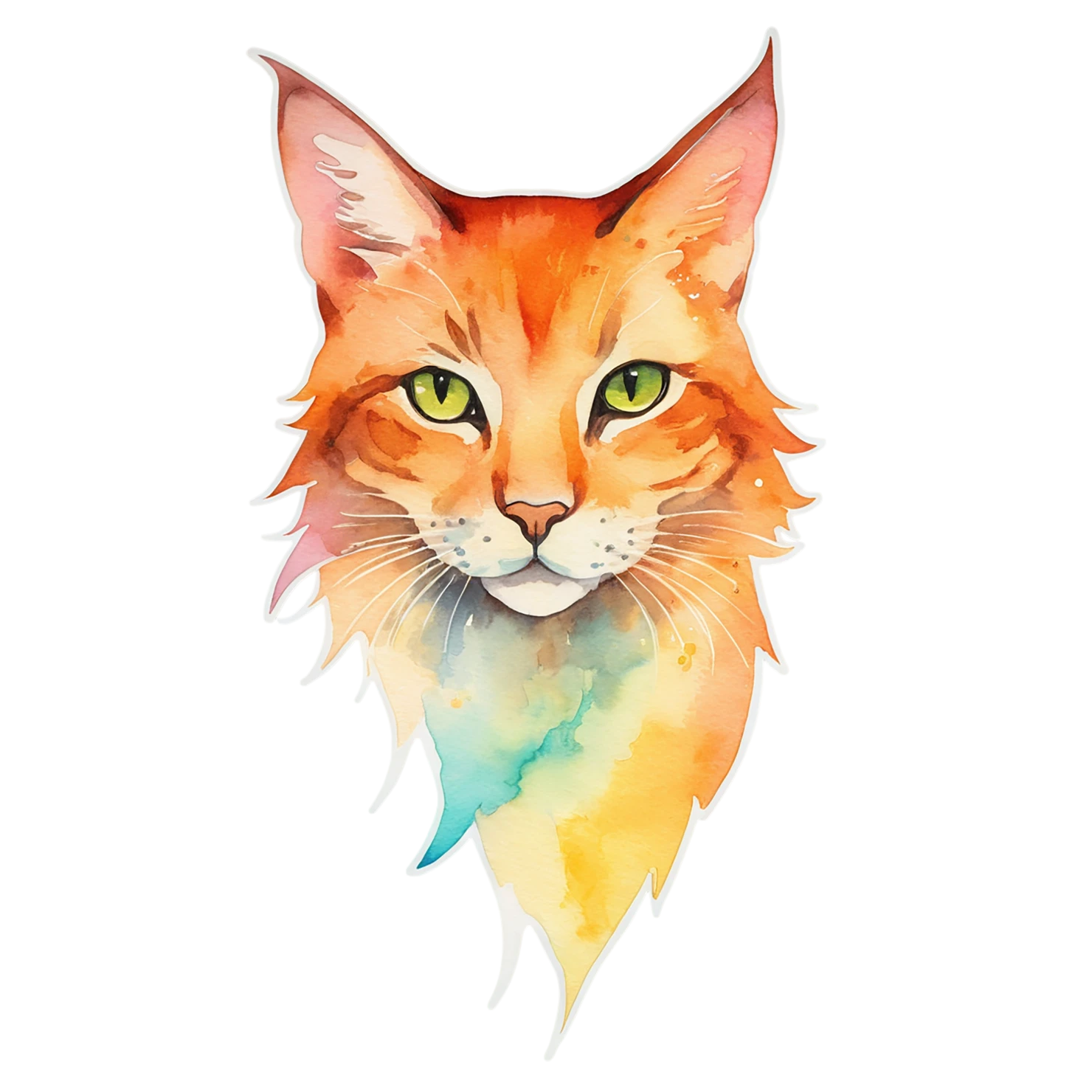 Cat watercolor sticker isolated on transparent background #14982