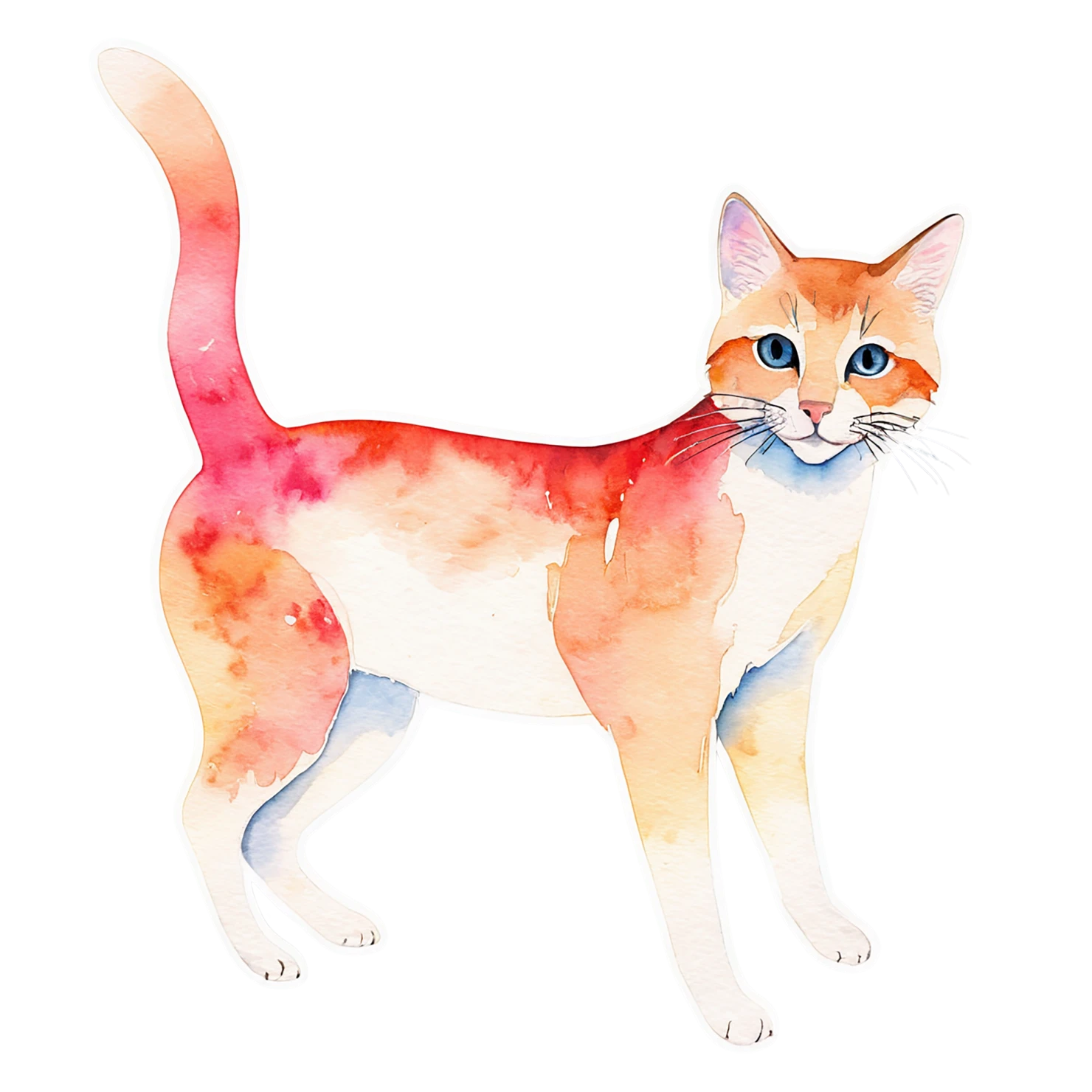 Cat watercolor sticker isolated on transparent background #14984