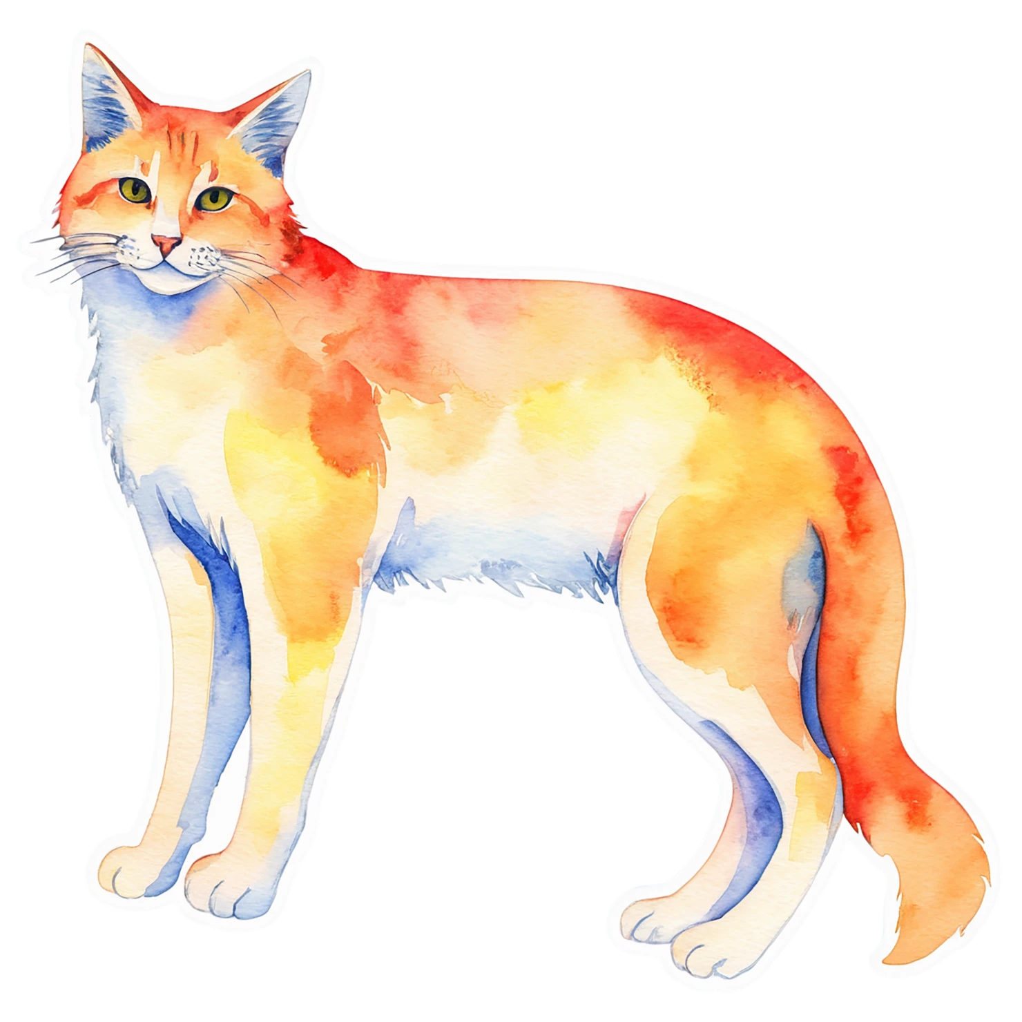 Cat watercolor sticker isolated on transparent background #14986