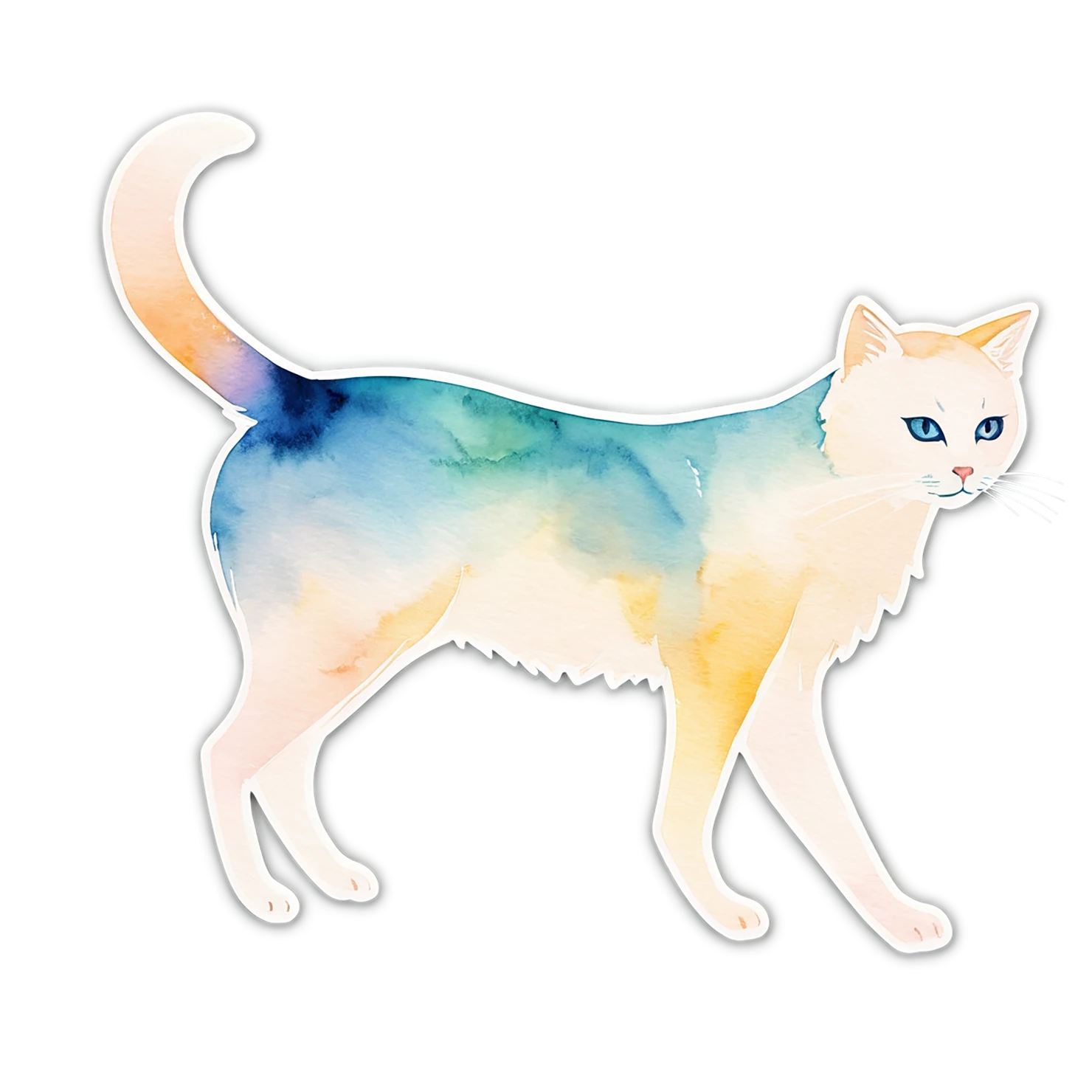 Cat watercolor sticker isolated on transparent background #14987