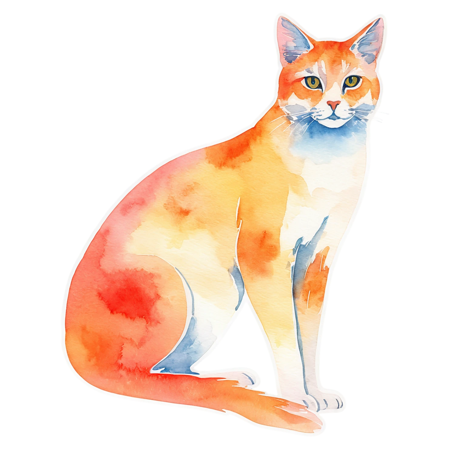 Cat watercolor sticker isolated on transparent background #14988