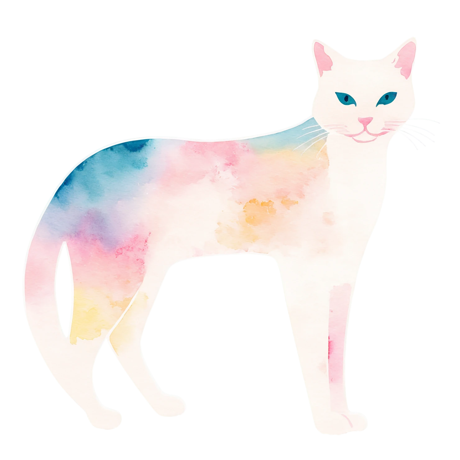 Cat watercolor sticker isolated on transparent background #14990
