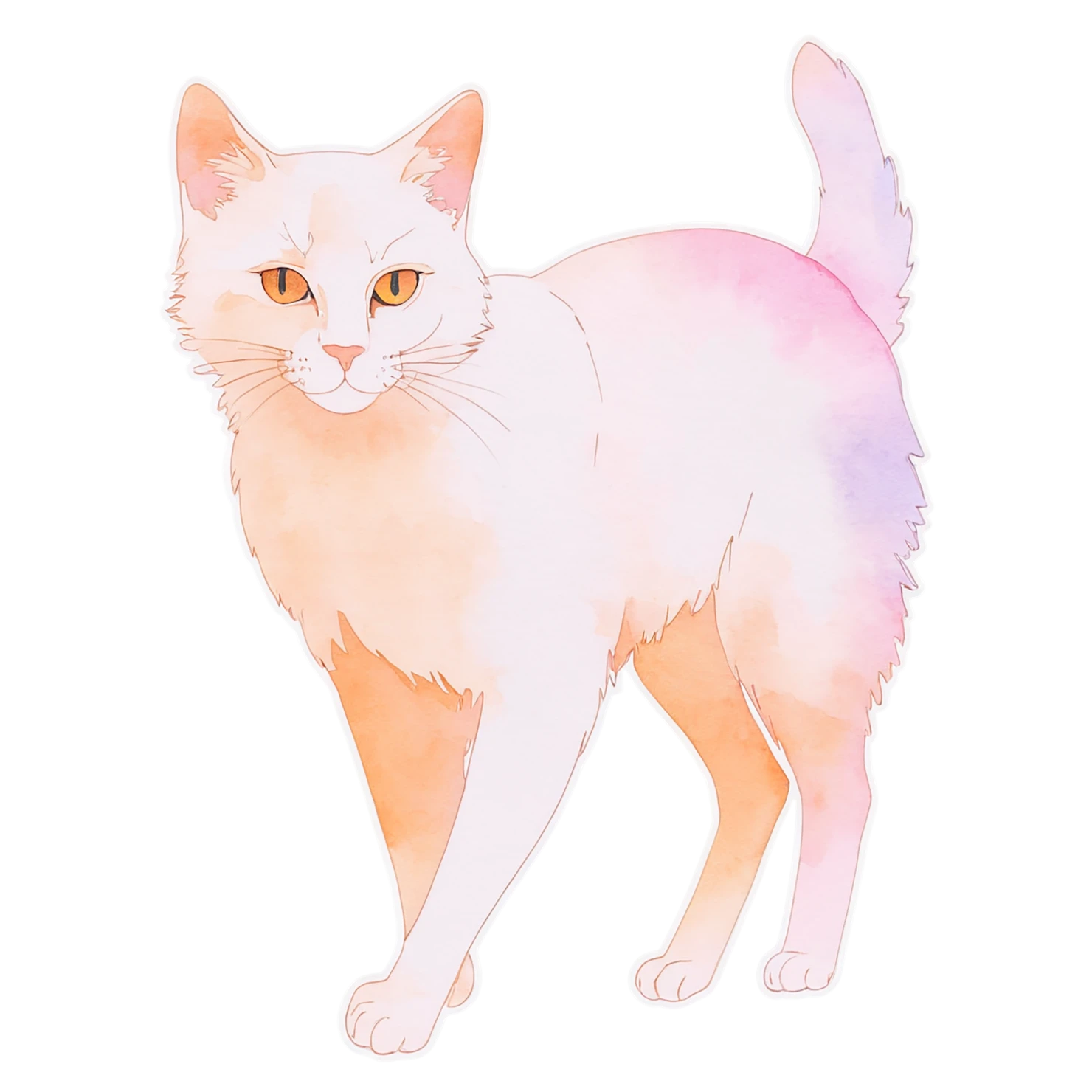 Cat watercolor sticker isolated on transparent background #14992