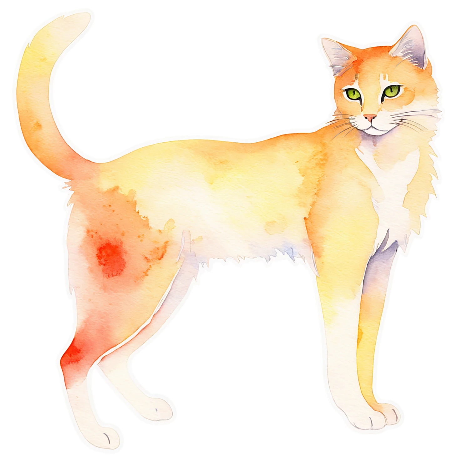Cat watercolor sticker isolated on transparent background #14994