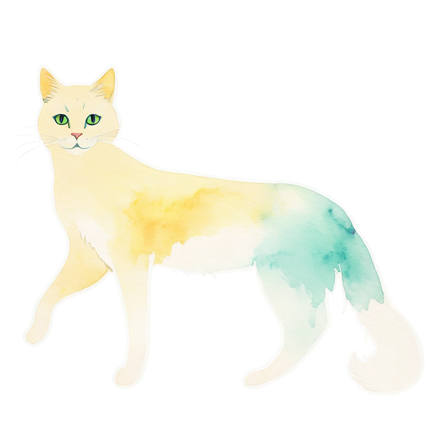 Cat watercolor sticker isolated on transparent background #14997