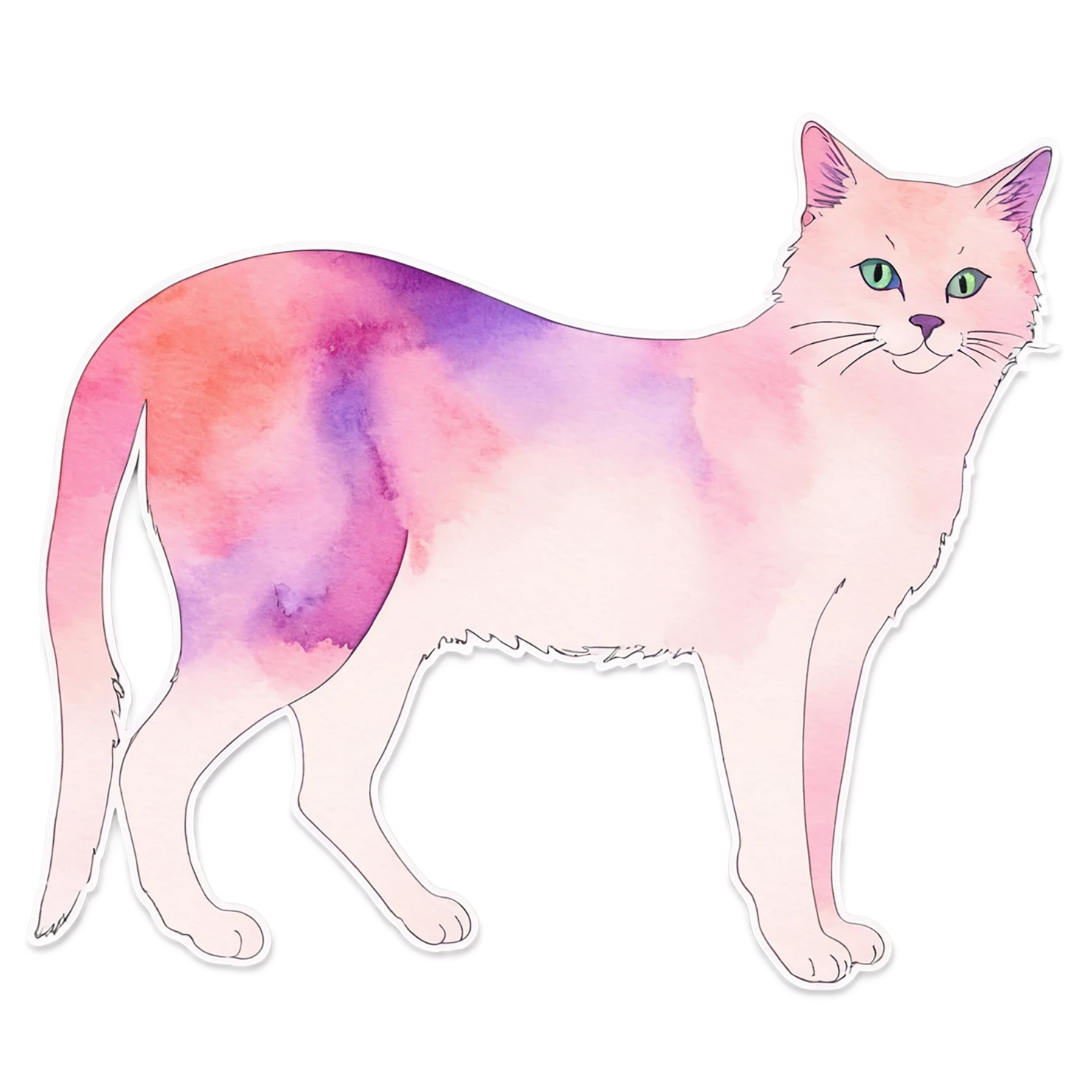 Cat watercolor sticker isolated on transparent background #14998