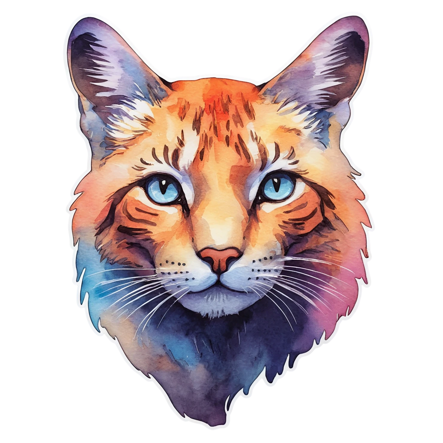 Cat watercolor sticker isolated on transparent background #14999