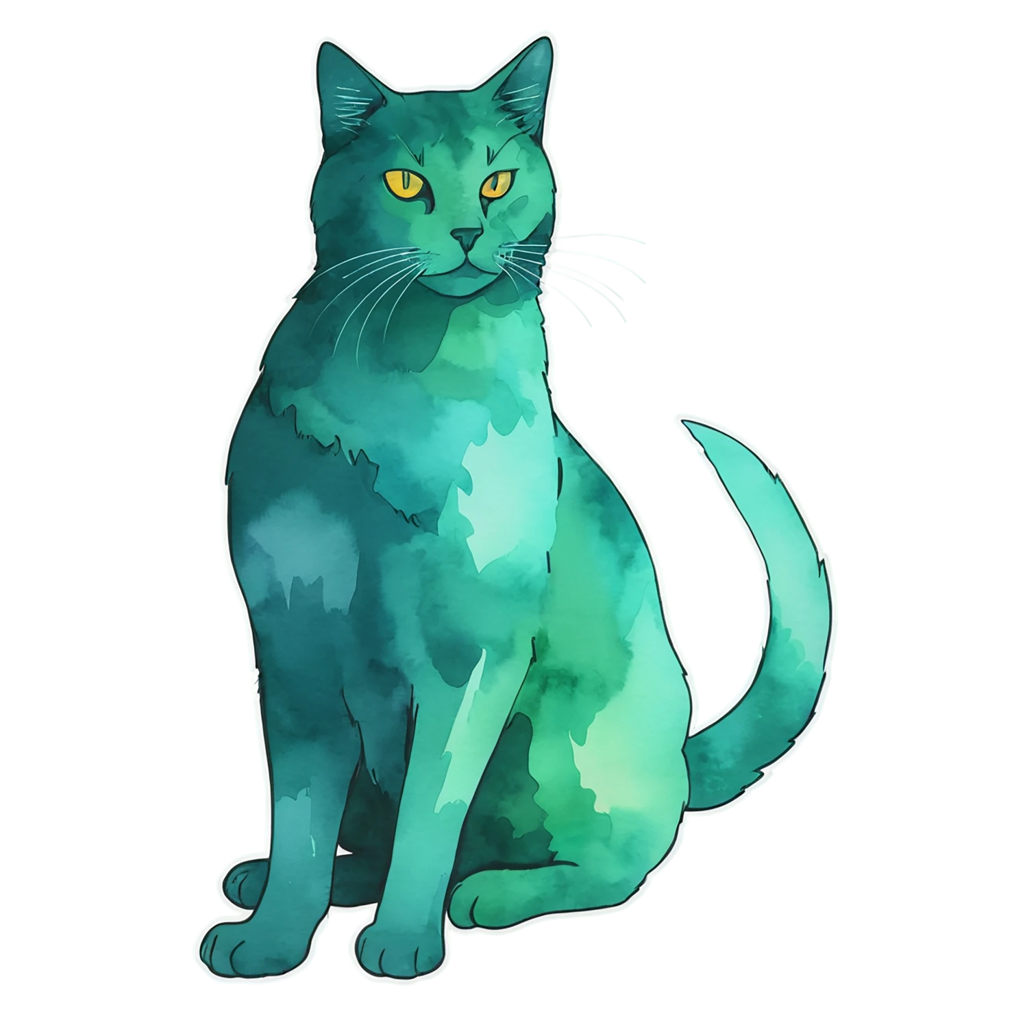 Cat watercolor sticker isolated on transparent background #15000