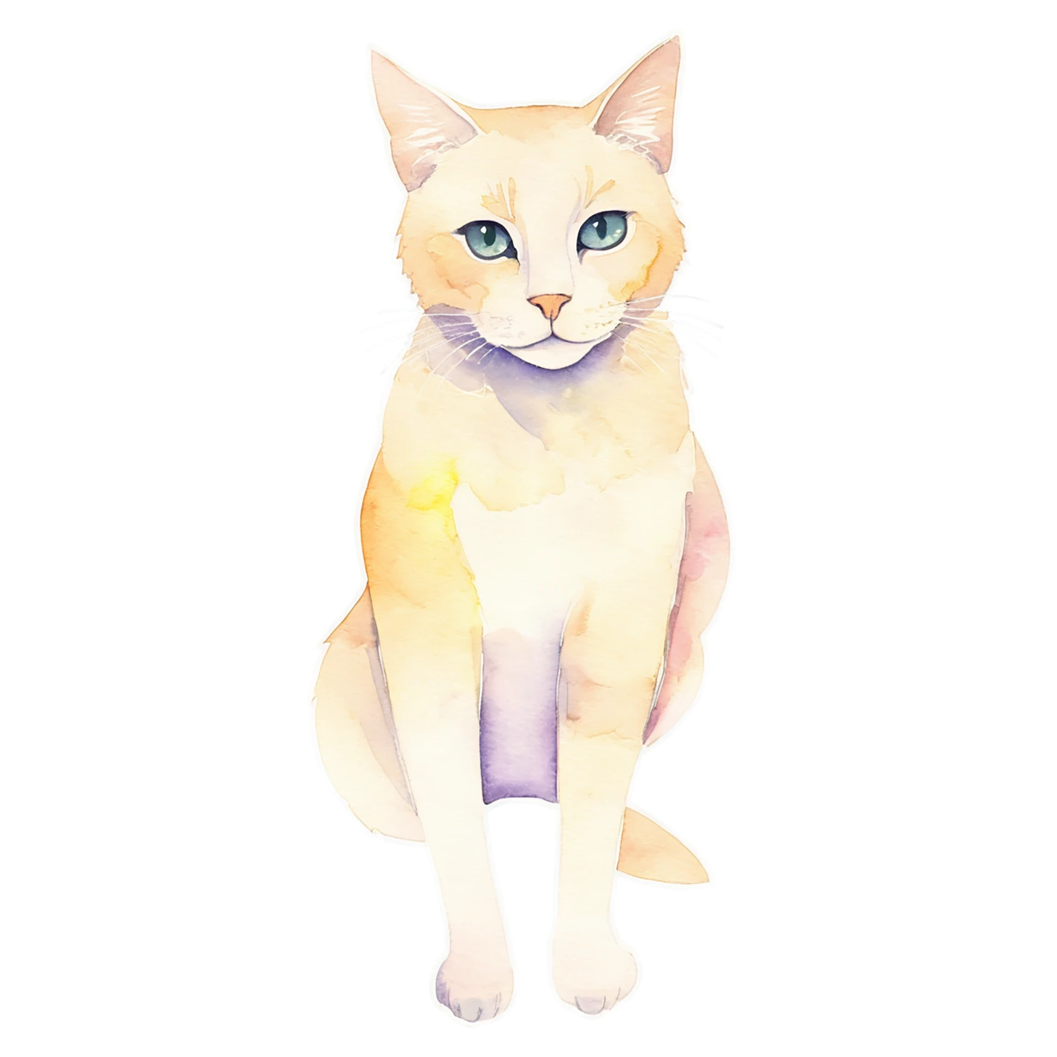 Cat watercolor sticker isolated on transparent background #15001