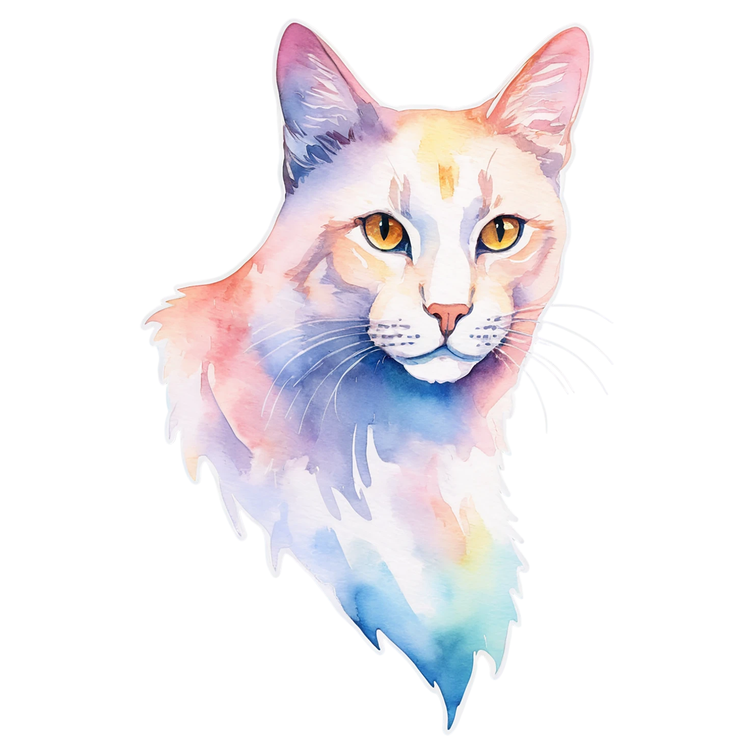 Cat watercolor sticker isolated on transparent background #15003