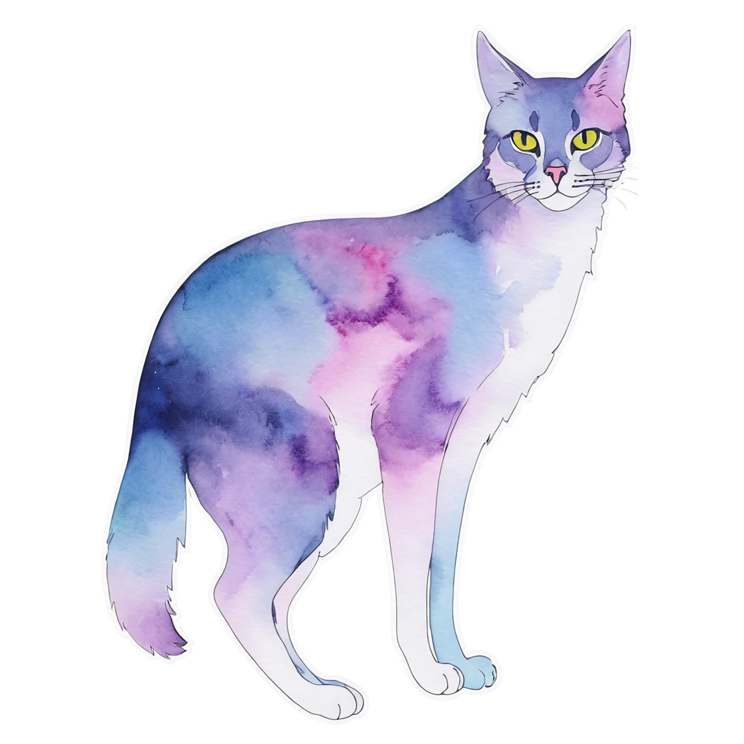 Cat watercolor sticker isolated on transparent background #15006