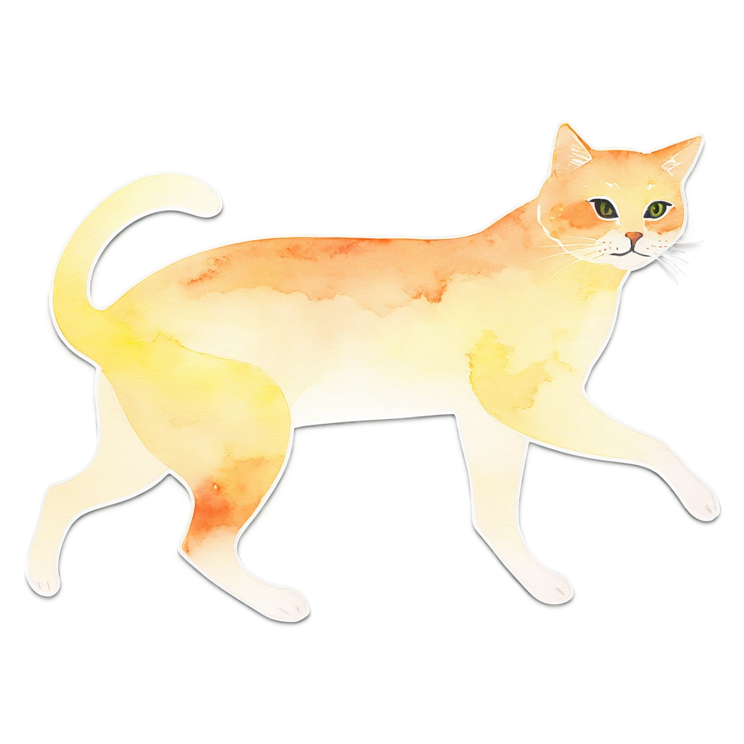 Cat watercolor sticker isolated on transparent background #15007