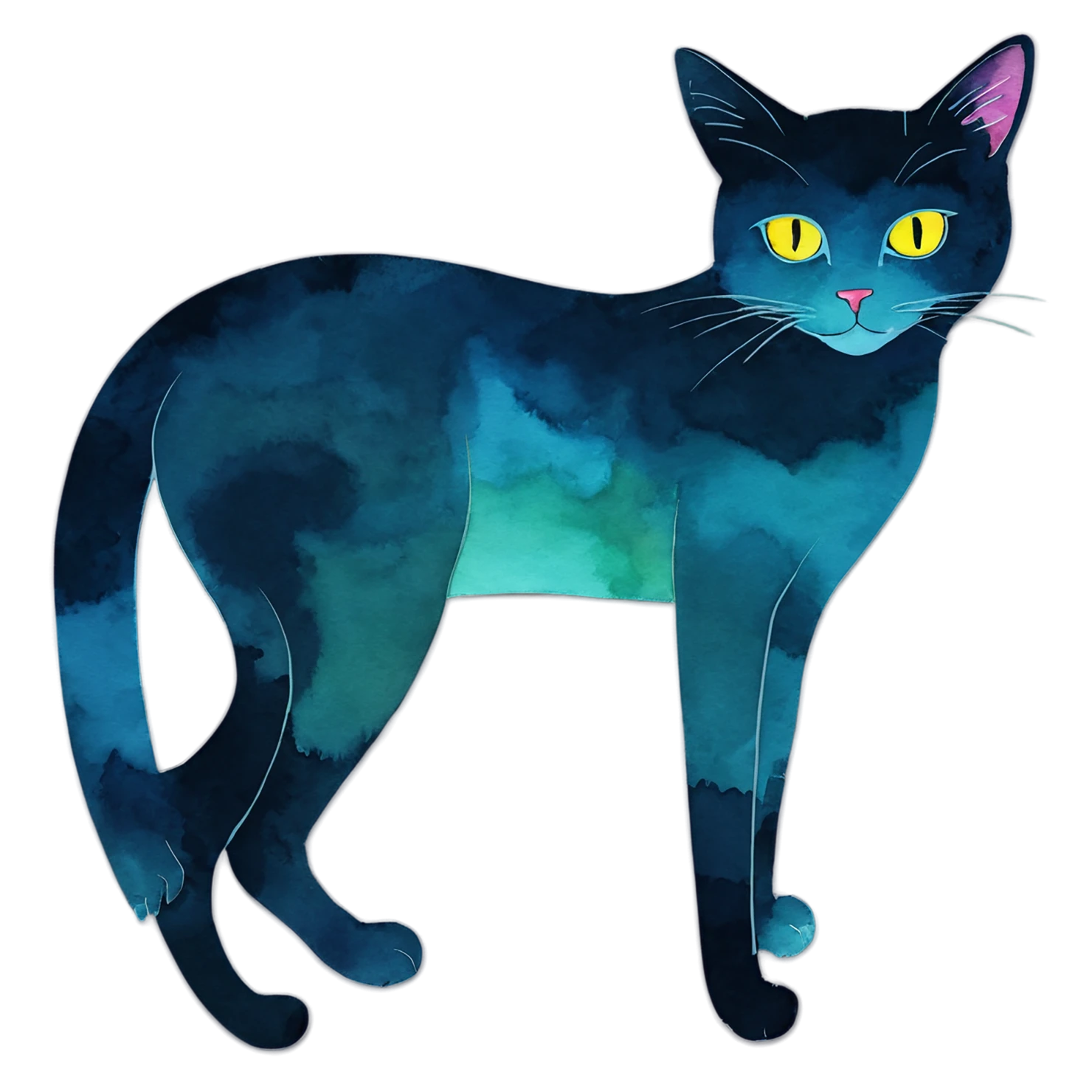 Cat watercolor sticker isolated on transparent background #15010