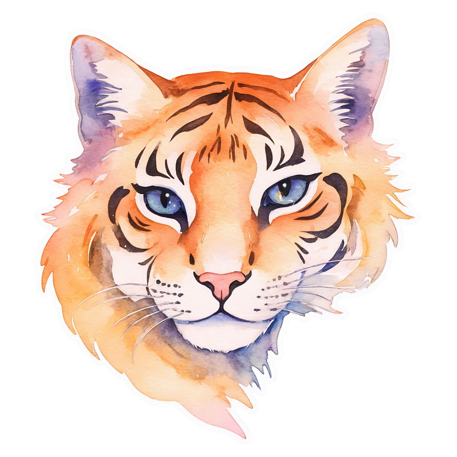 Cat watercolor sticker isolated on transparent background #15011