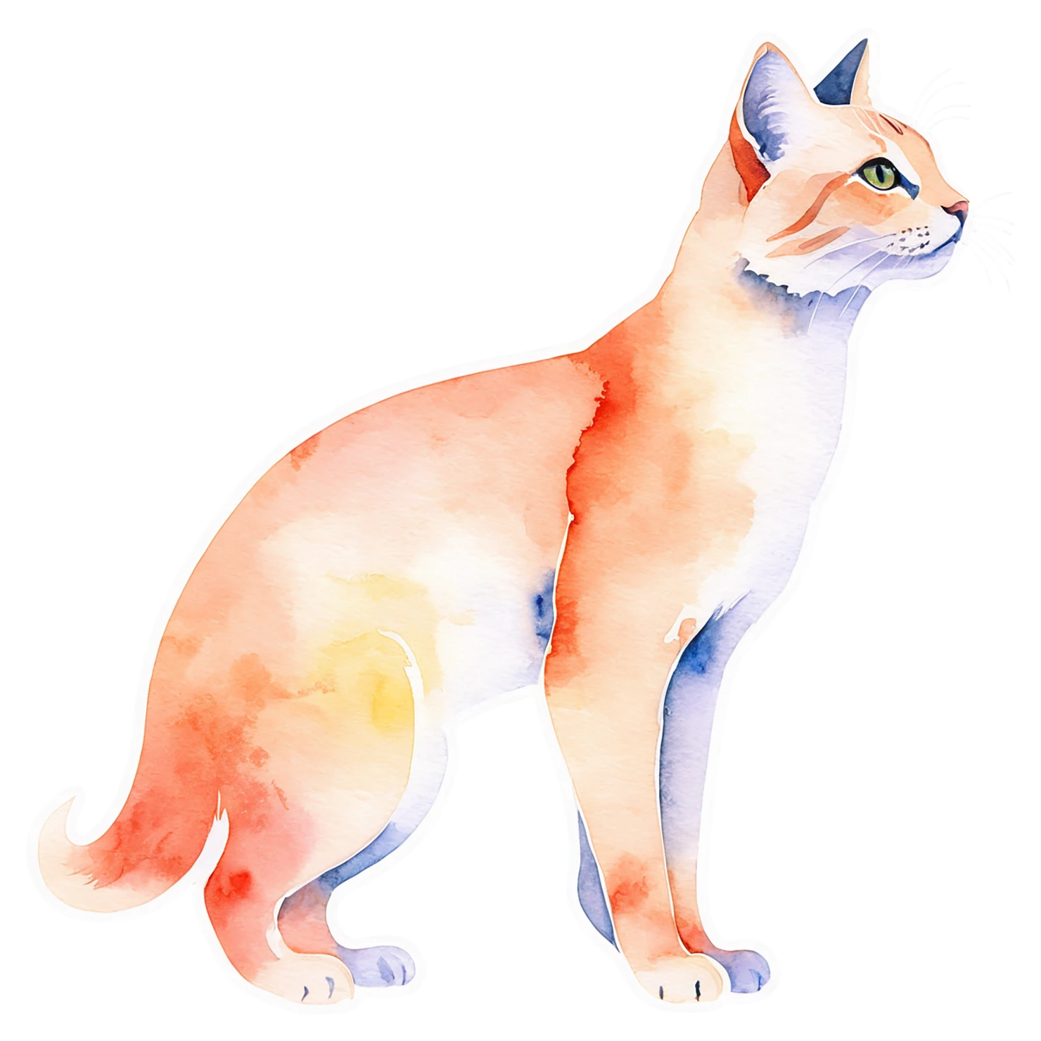 Cat watercolor sticker isolated on transparent background #15012