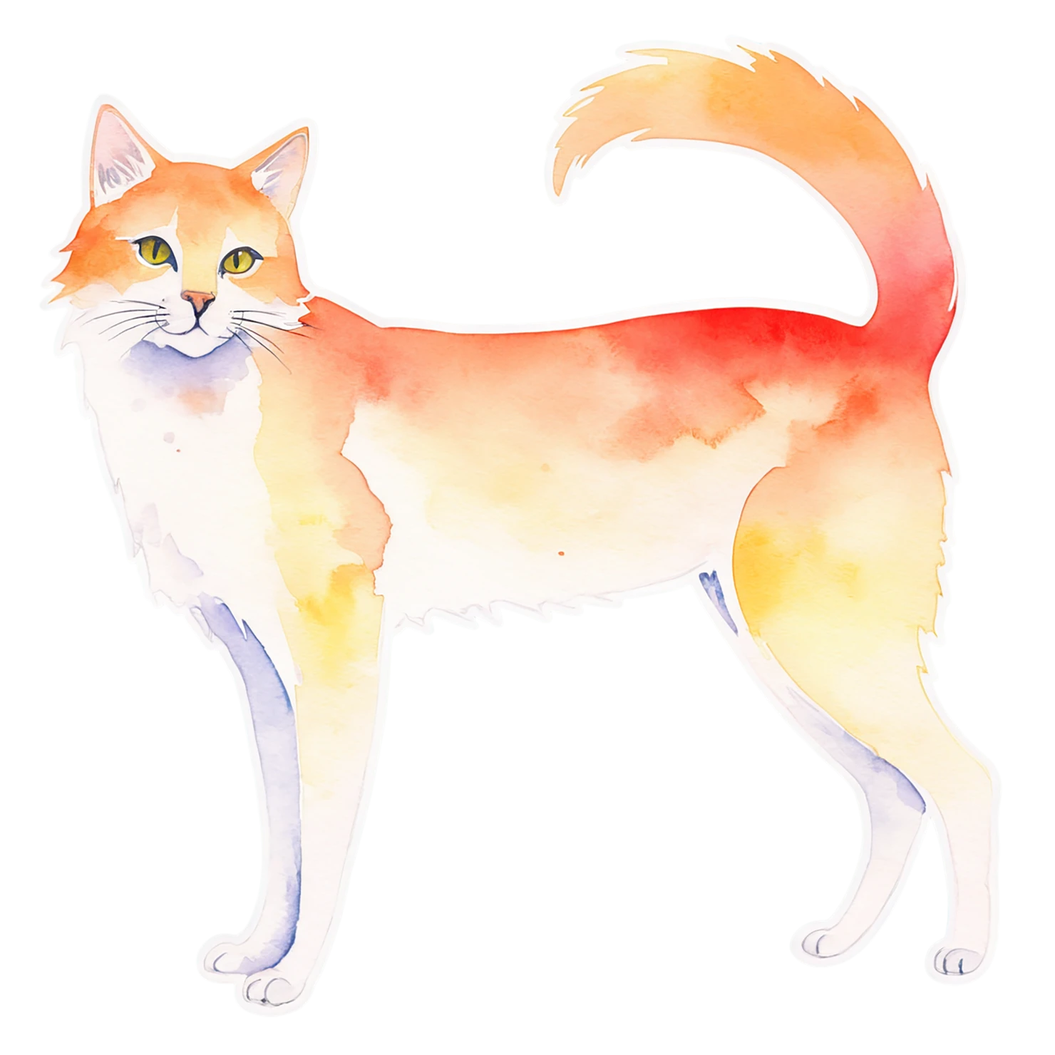 Cat watercolor sticker isolated on transparent background #15013