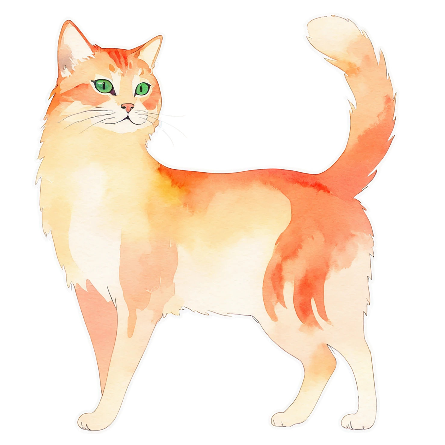 Cat watercolor sticker isolated on transparent background #15016
