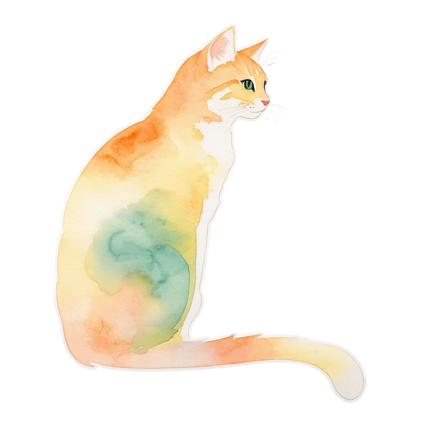 Cat watercolor sticker isolated on transparent background #15017
