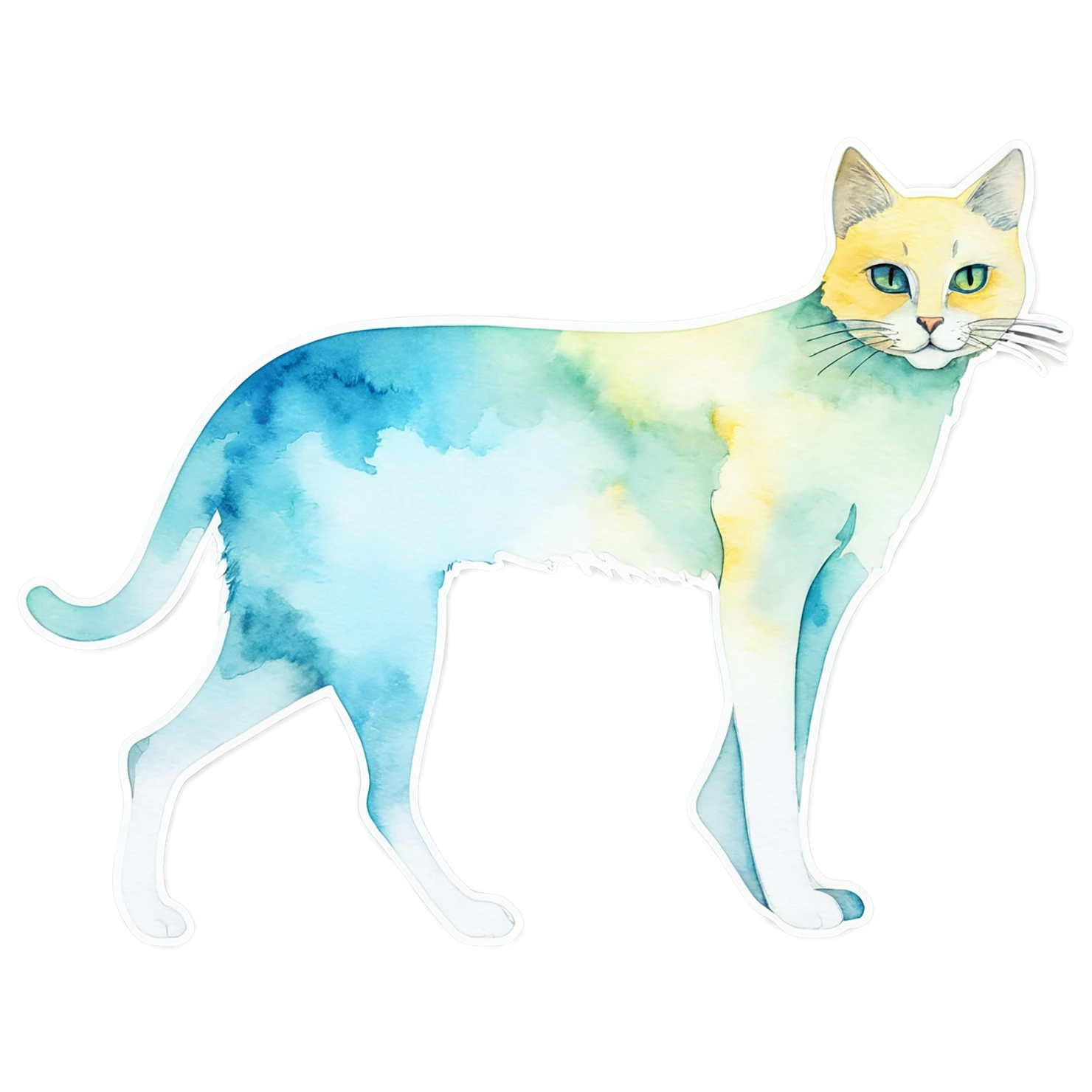 Cat watercolor sticker isolated on transparent background #15019