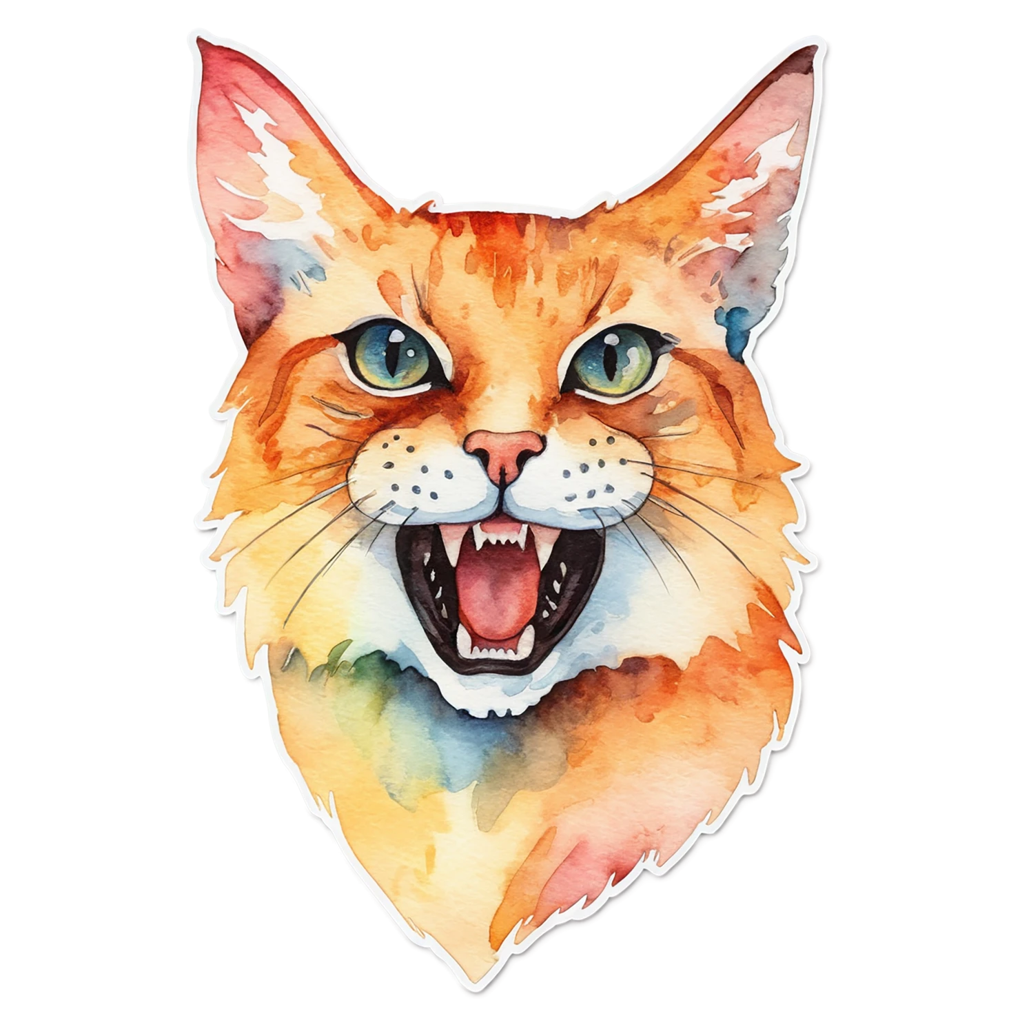 Cat watercolor sticker isolated on transparent background #15020