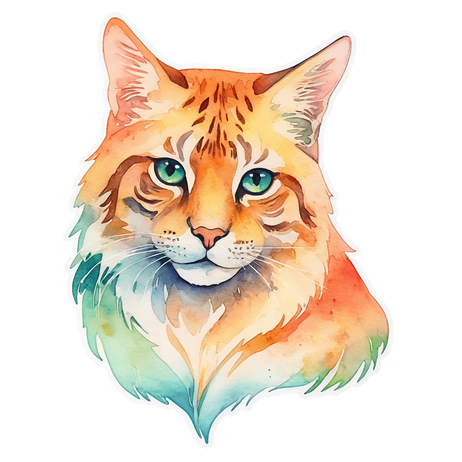 Cat watercolor sticker isolated on transparent background #15021