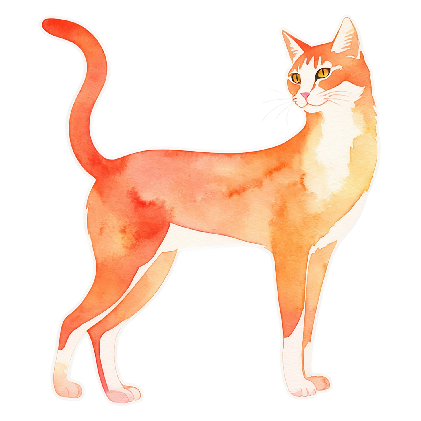 Cat watercolor sticker isolated on transparent background #15022