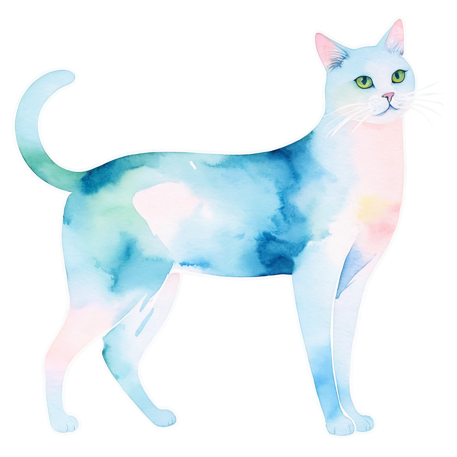Cat watercolor sticker isolated on transparent background #15023