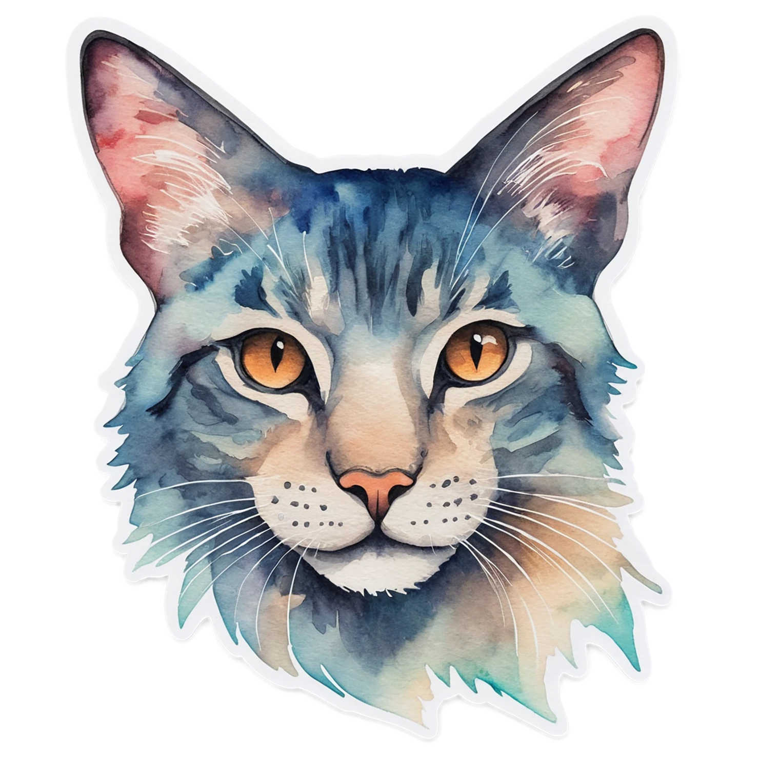 Cat watercolor sticker isolated on transparent background #15026