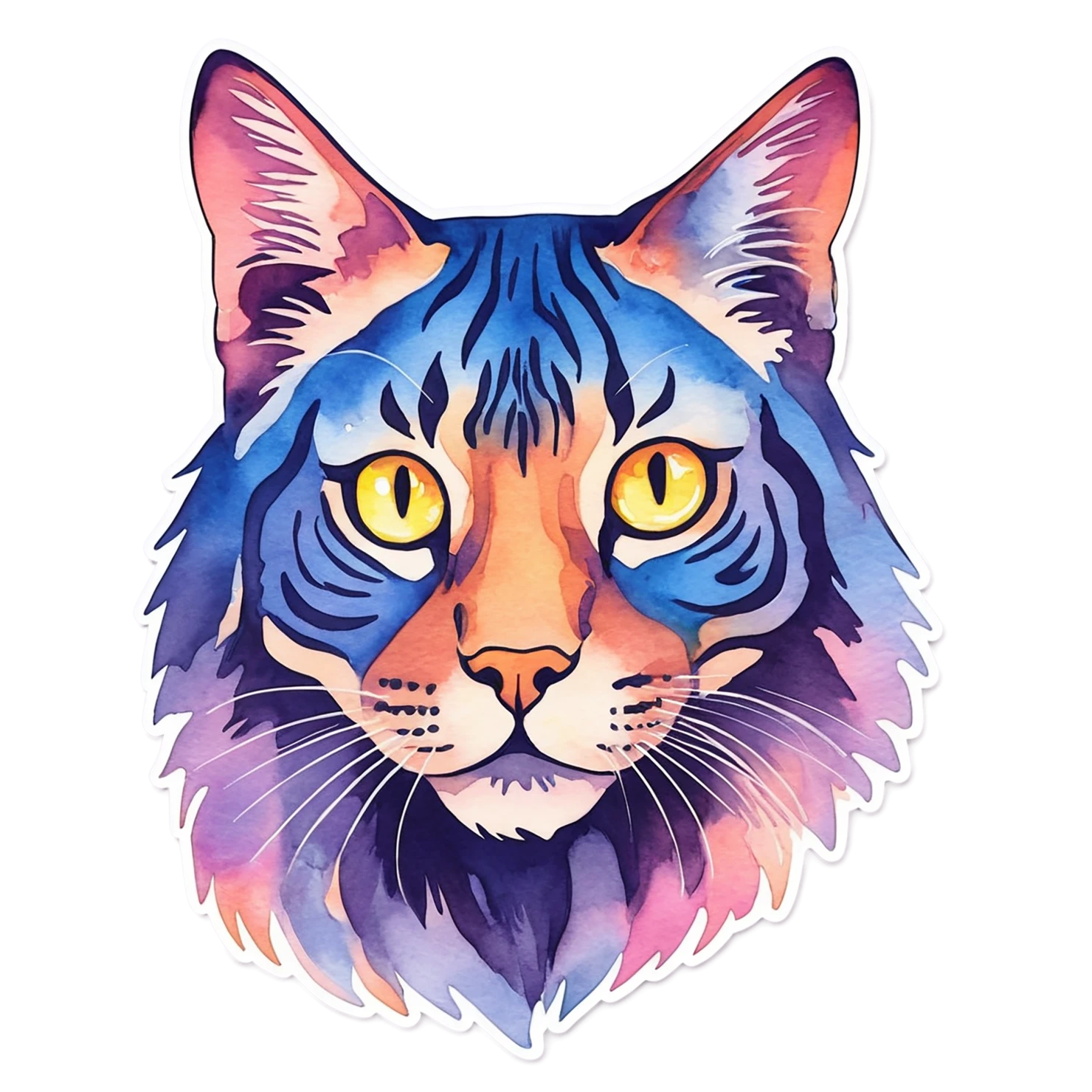Cat watercolor sticker isolated on transparent background #15027
