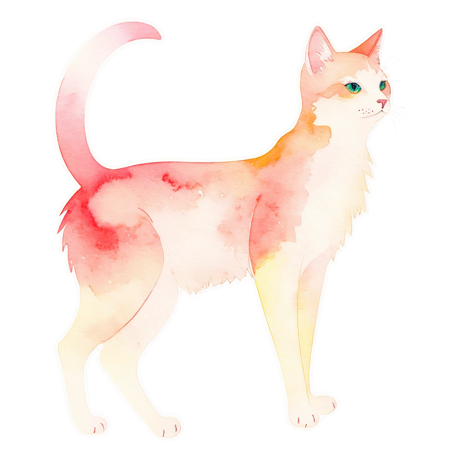 Cat watercolor sticker isolated on transparent background #15028