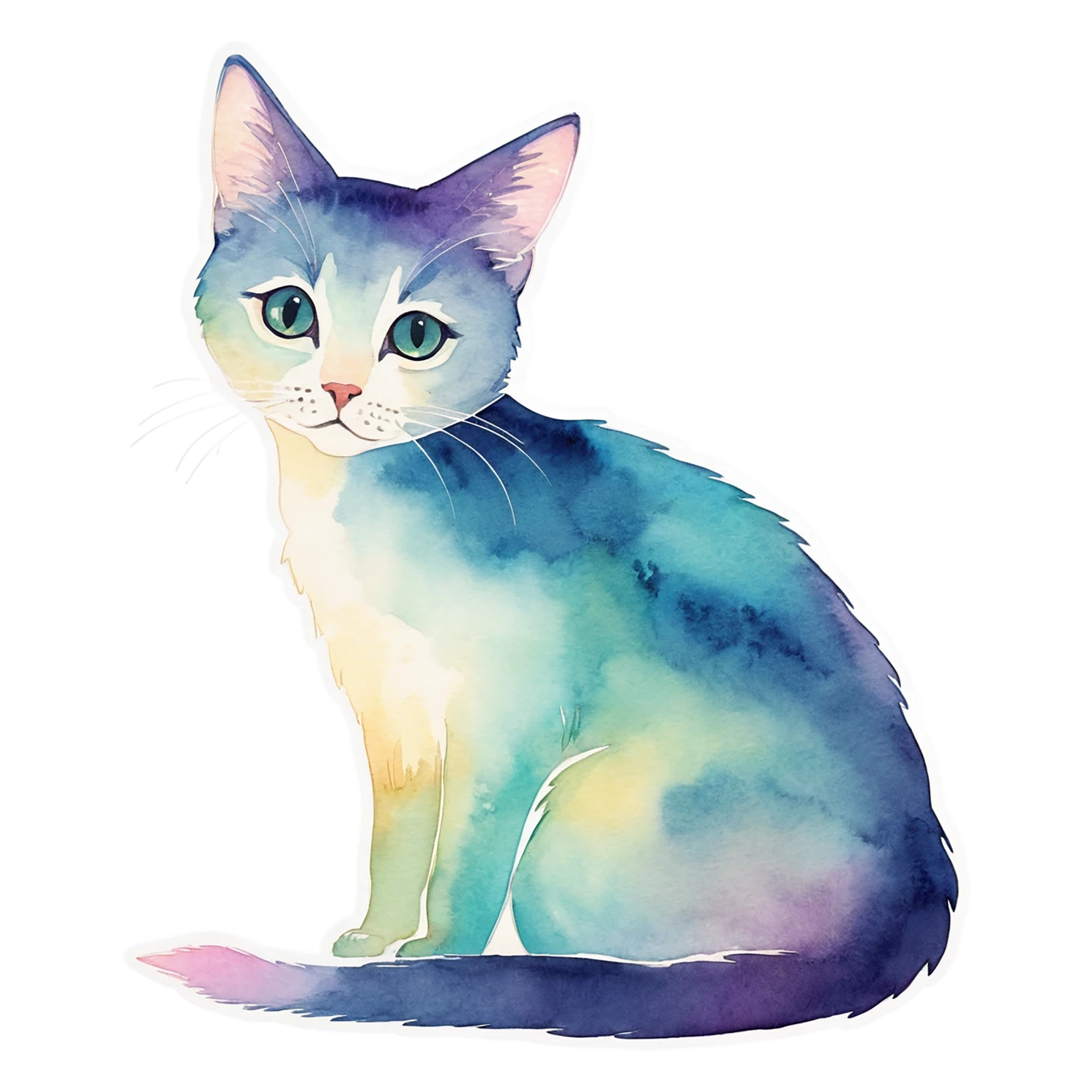 Cat watercolor sticker isolated on transparent background #15029