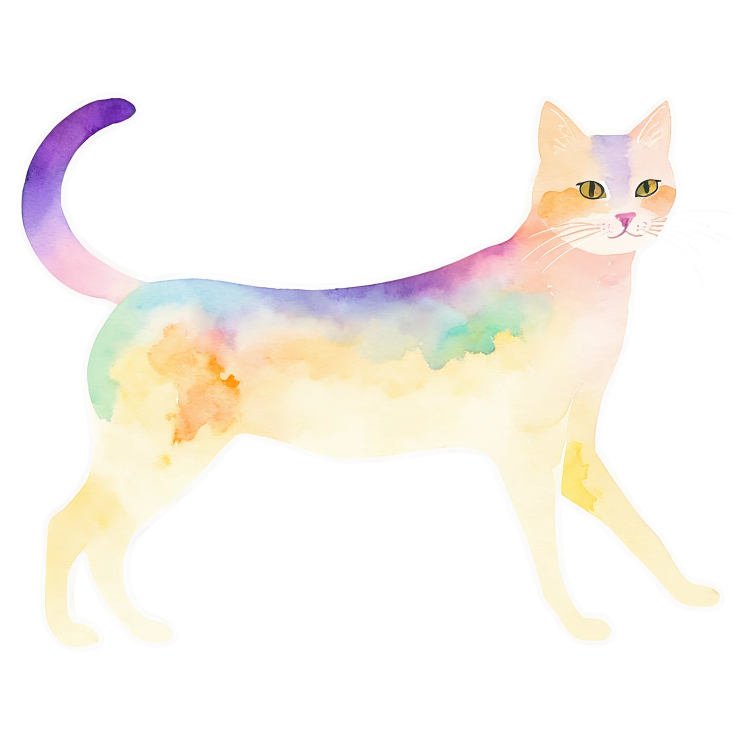 Cat watercolor sticker isolated on transparent background #15030