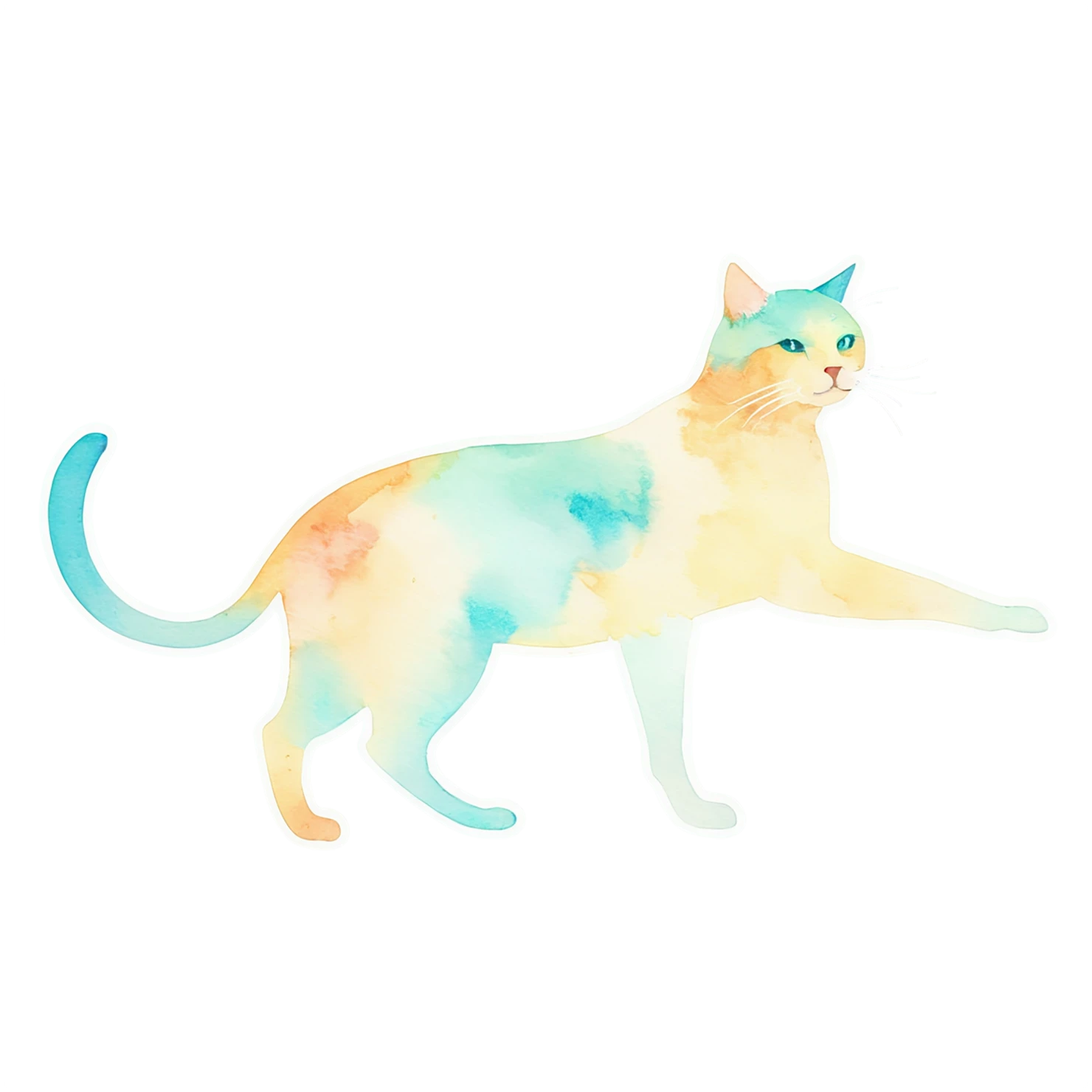 Cat watercolor sticker isolated on transparent background #15031