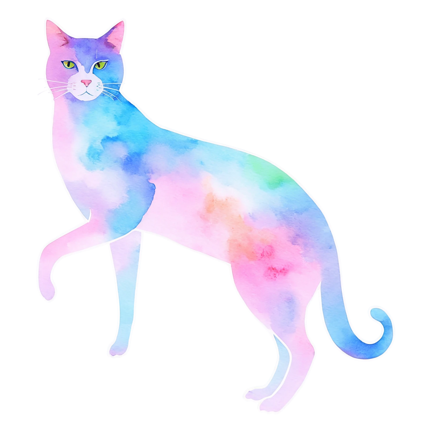 Cat watercolor sticker isolated on transparent background #15033
