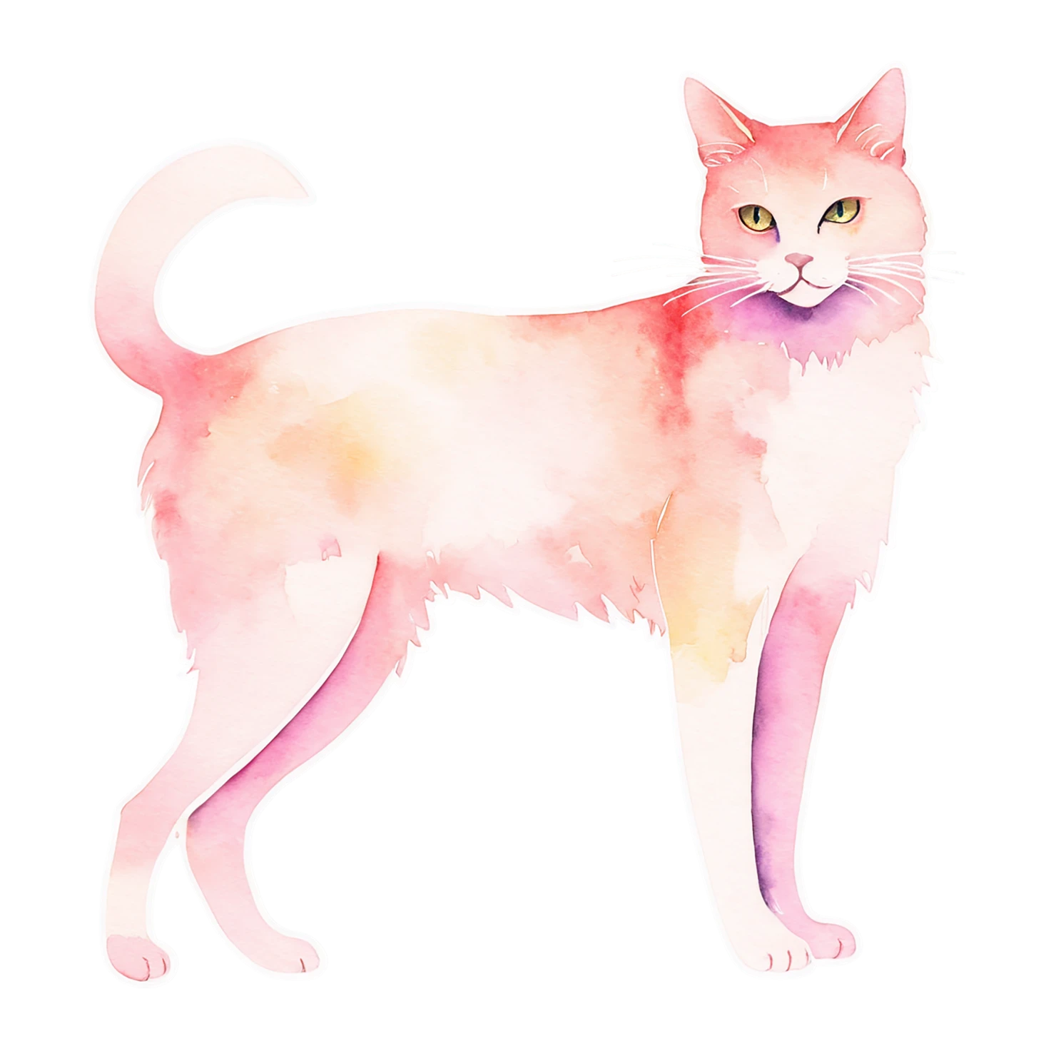Cat watercolor sticker isolated on transparent background #15037
