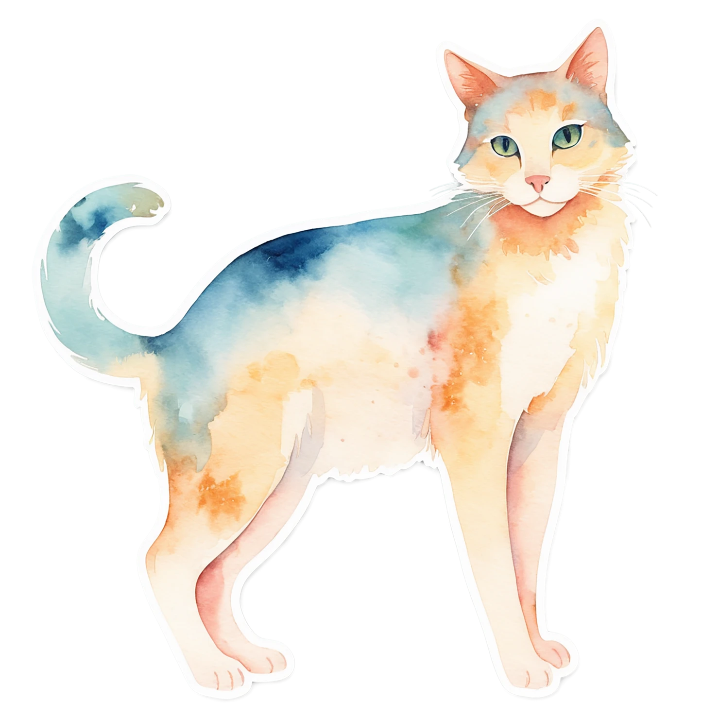 Cat watercolor sticker isolated on transparent background #15038