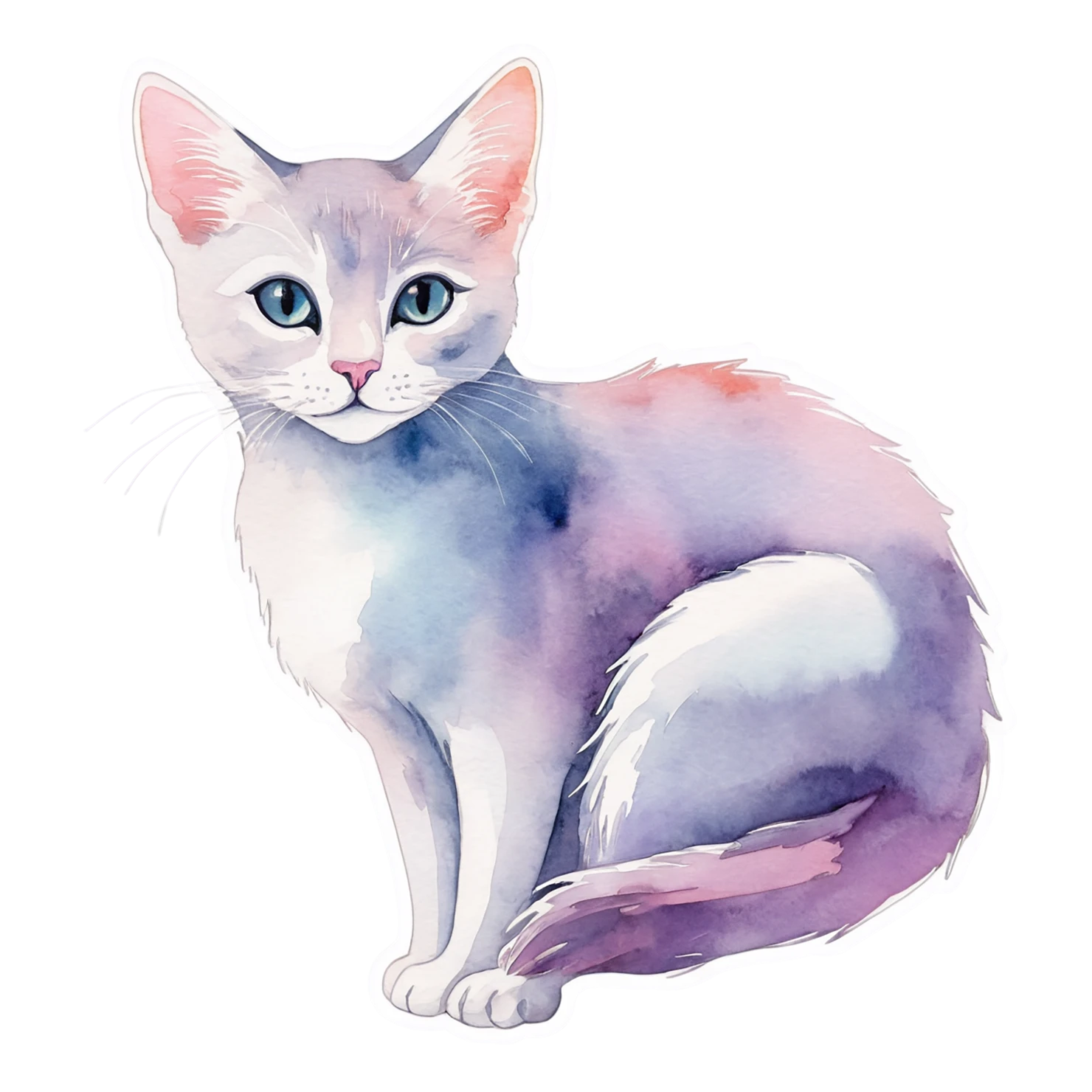 Cat watercolor sticker isolated on transparent background #15039