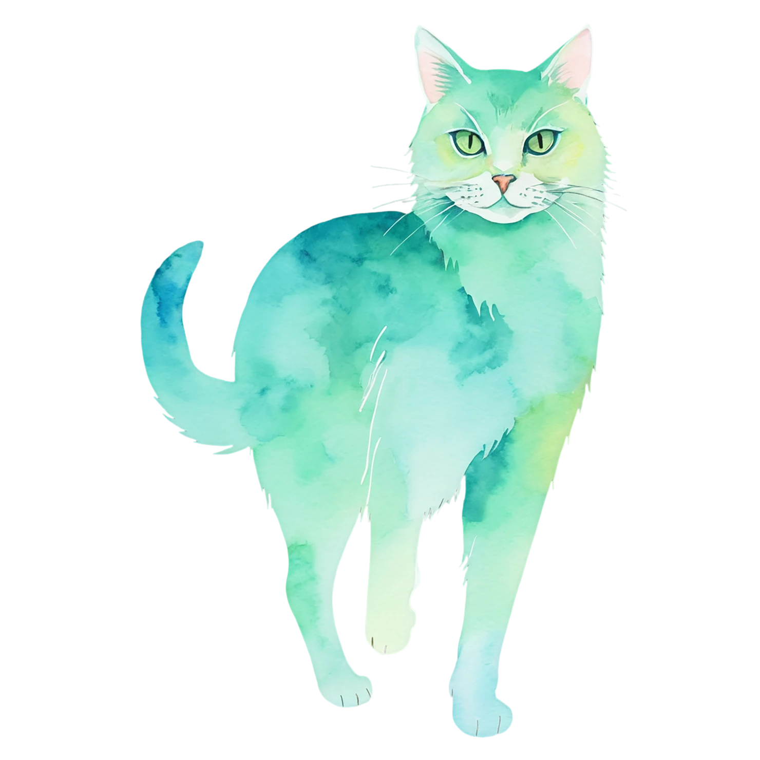 Cat watercolor sticker isolated on transparent background #15040