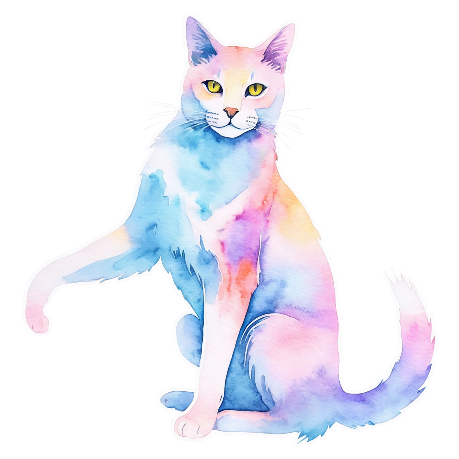Cat watercolor sticker isolated on transparent background #15041