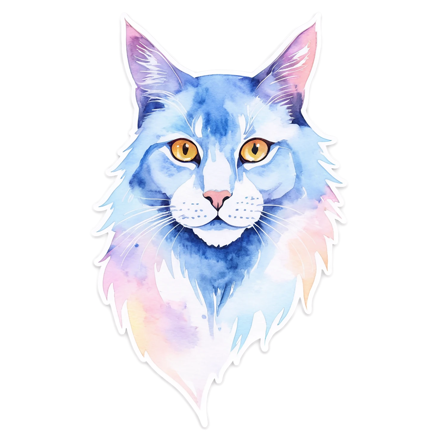 Cat watercolor sticker isolated on transparent background #15043
