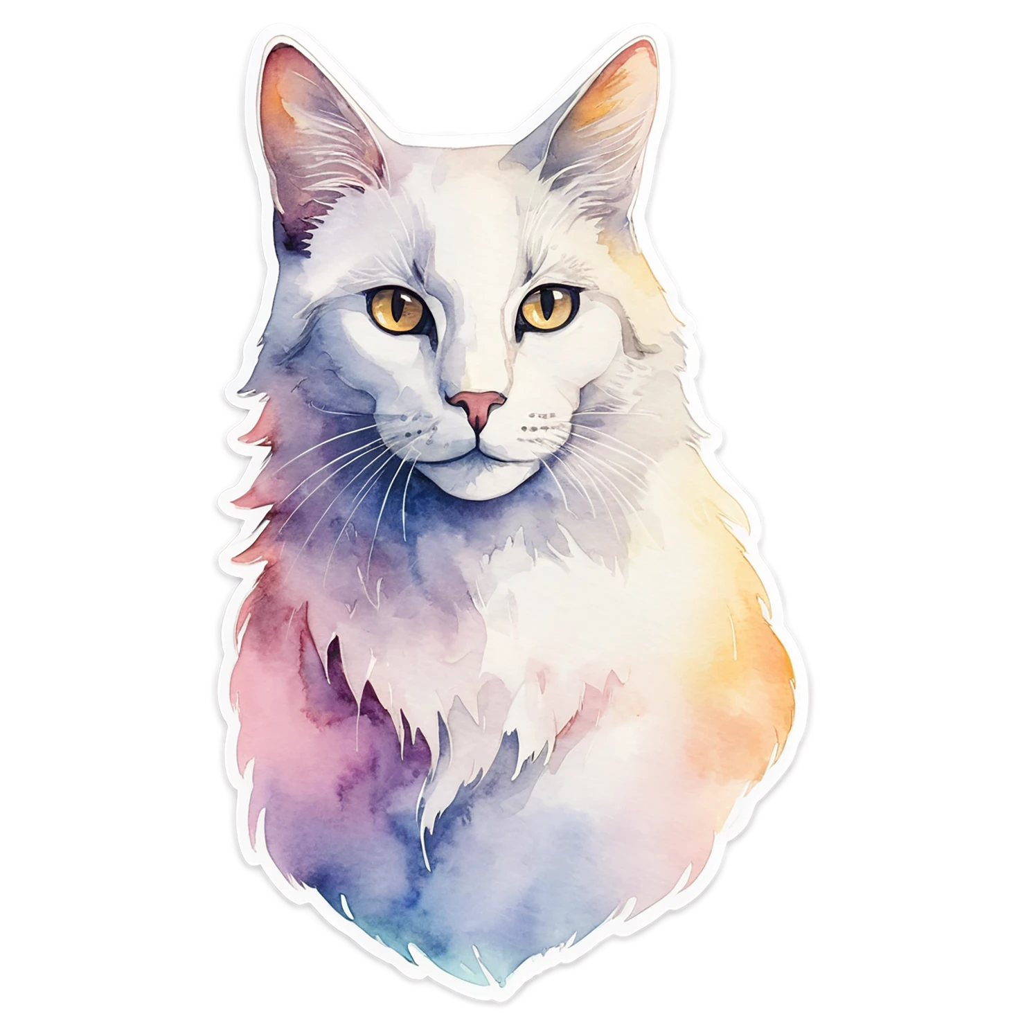 Cat watercolor sticker isolated on transparent background #15045