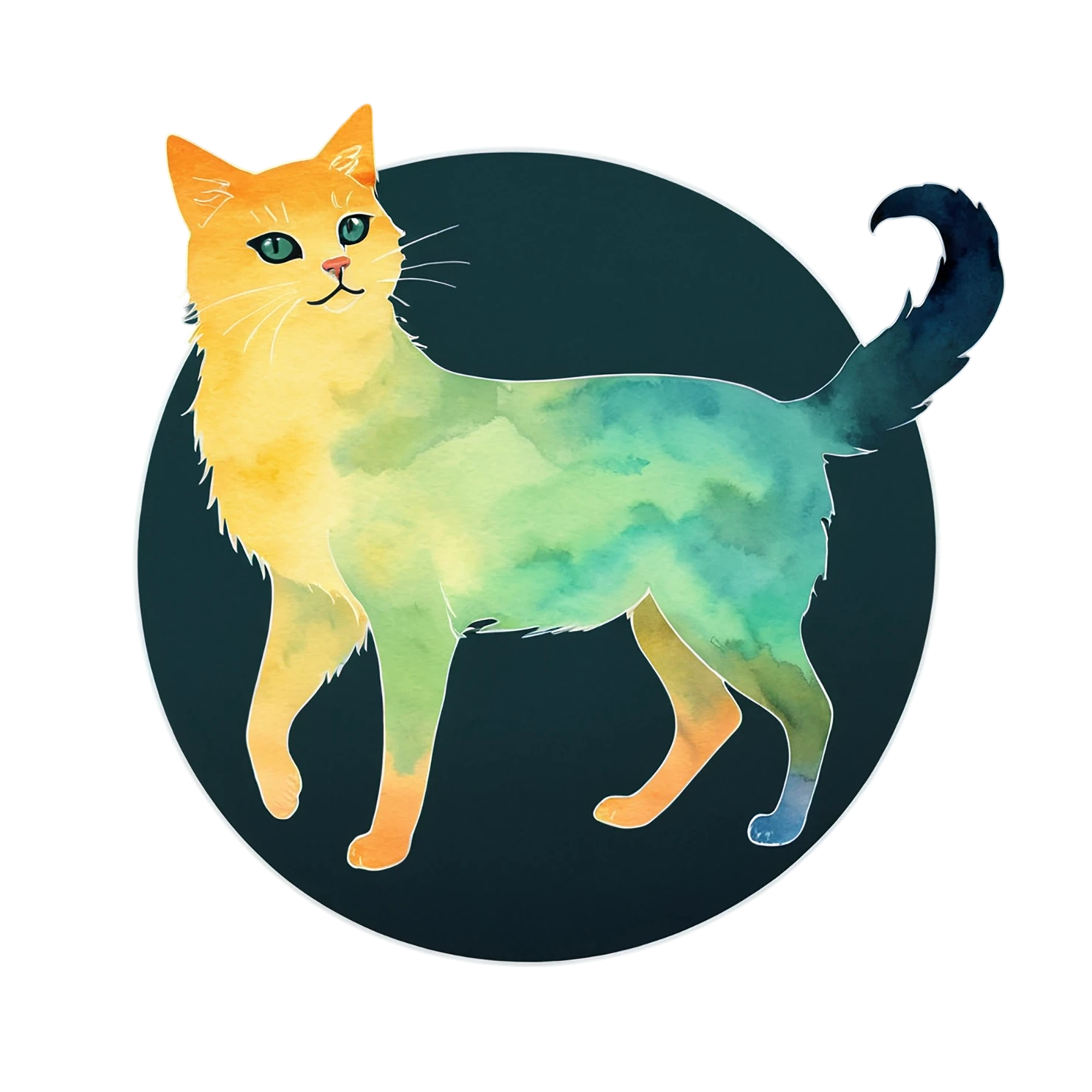 Cat watercolor sticker isolated on transparent background #15046