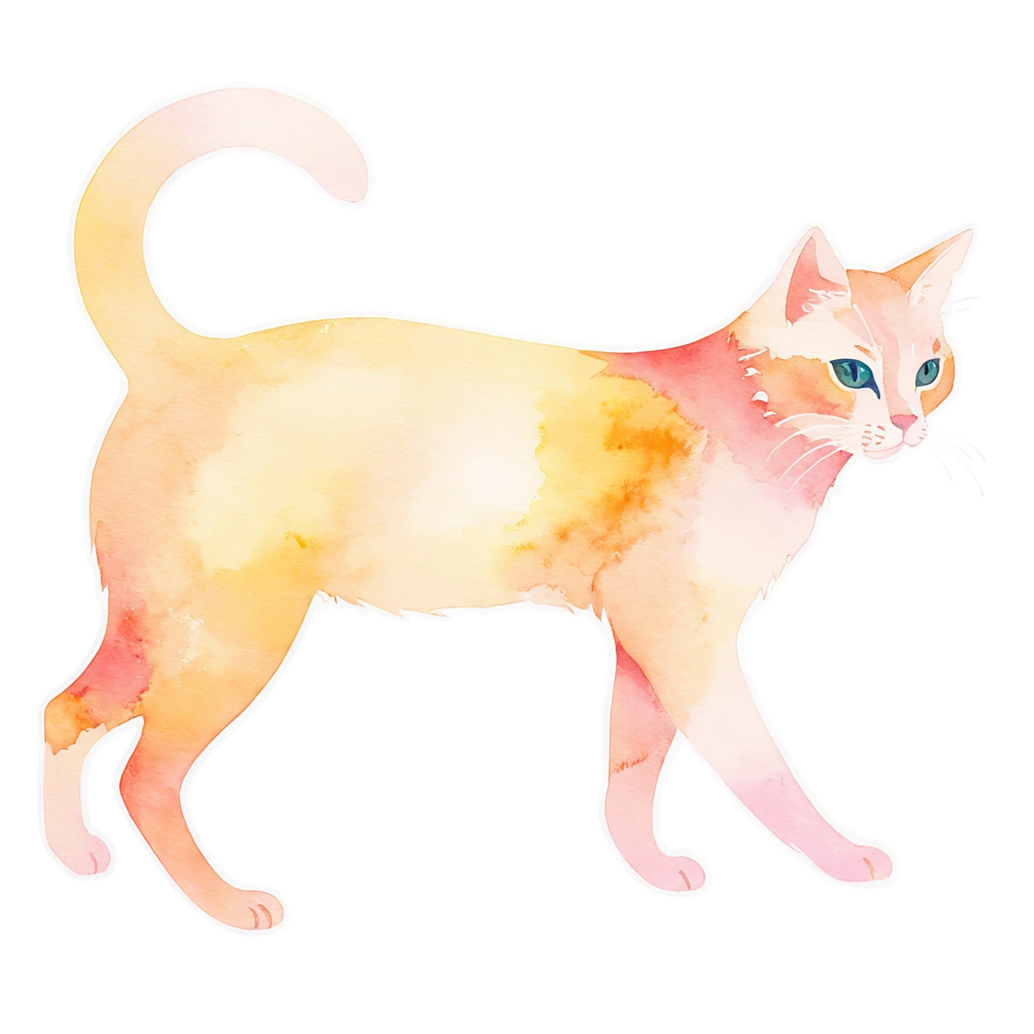Cat watercolor sticker isolated on transparent background #15047