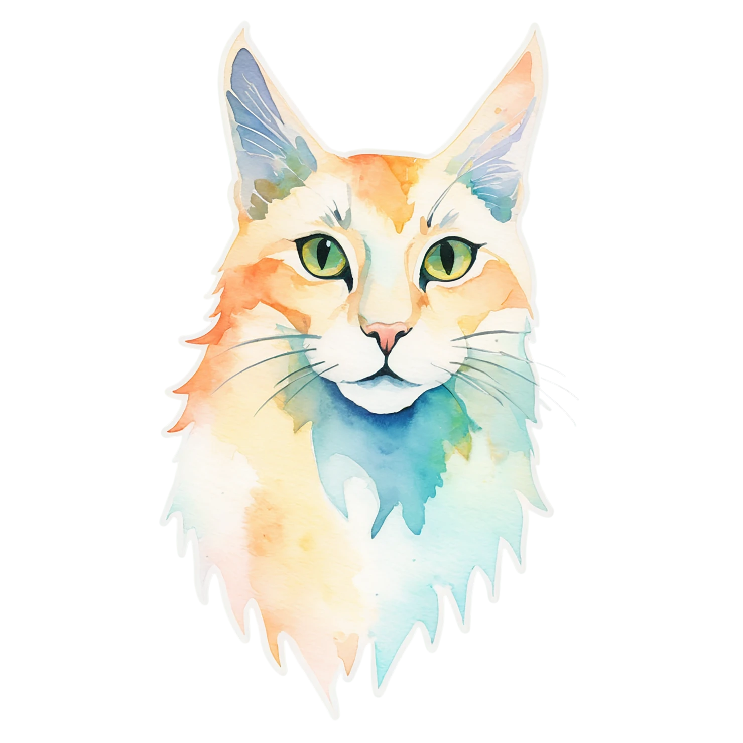 Cat watercolor sticker isolated on transparent background #15049