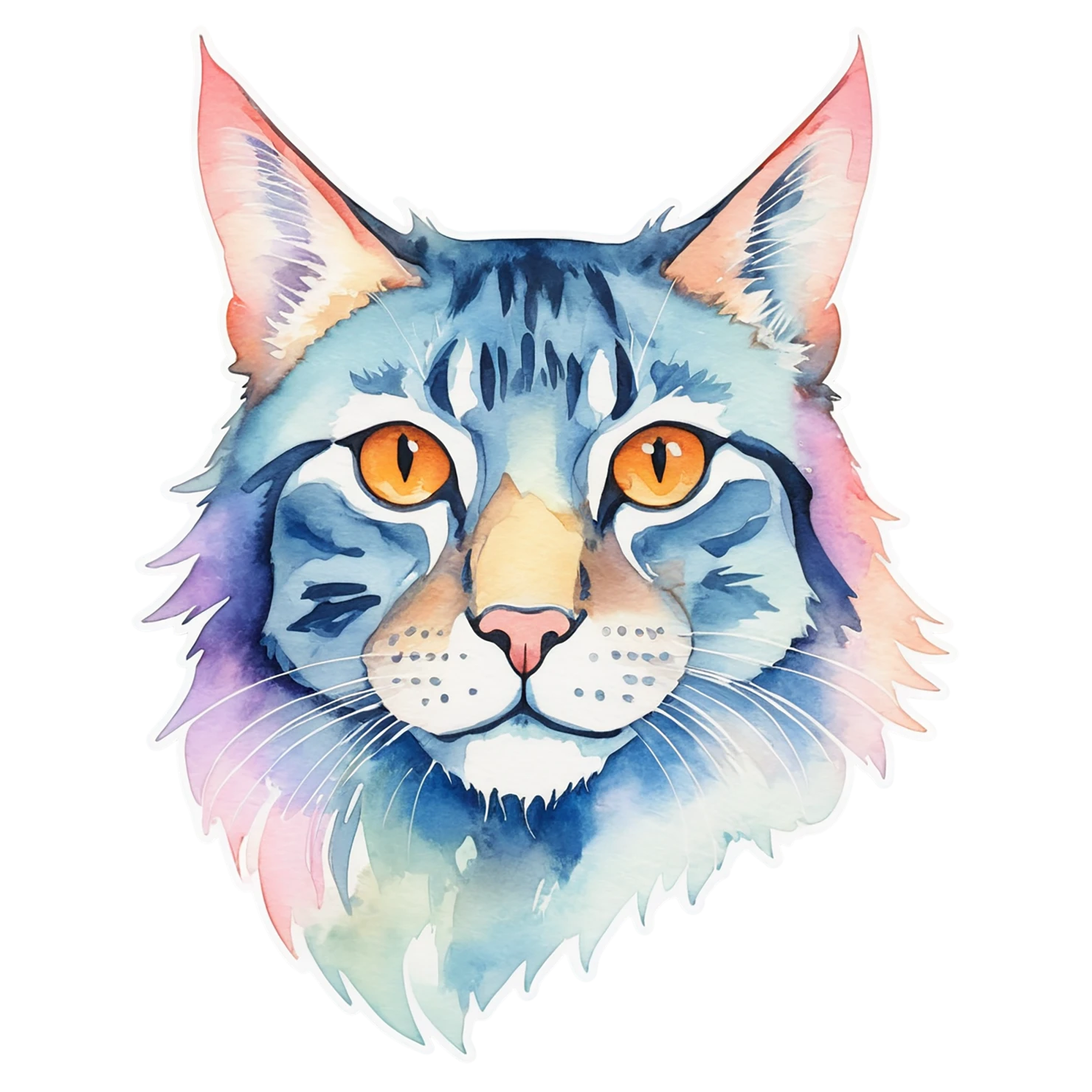 Cat watercolor sticker isolated on transparent background #15050