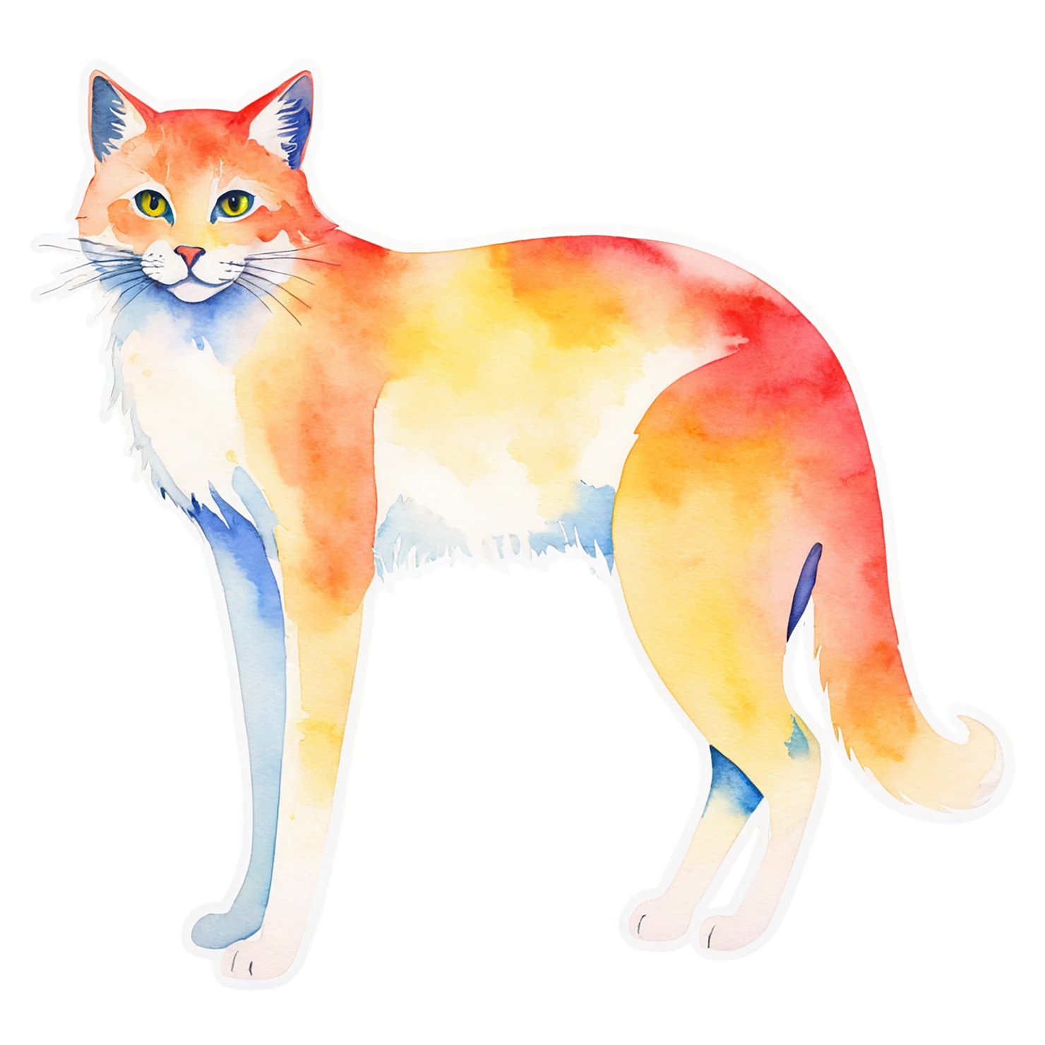 Cat watercolor sticker isolated on transparent background #15053