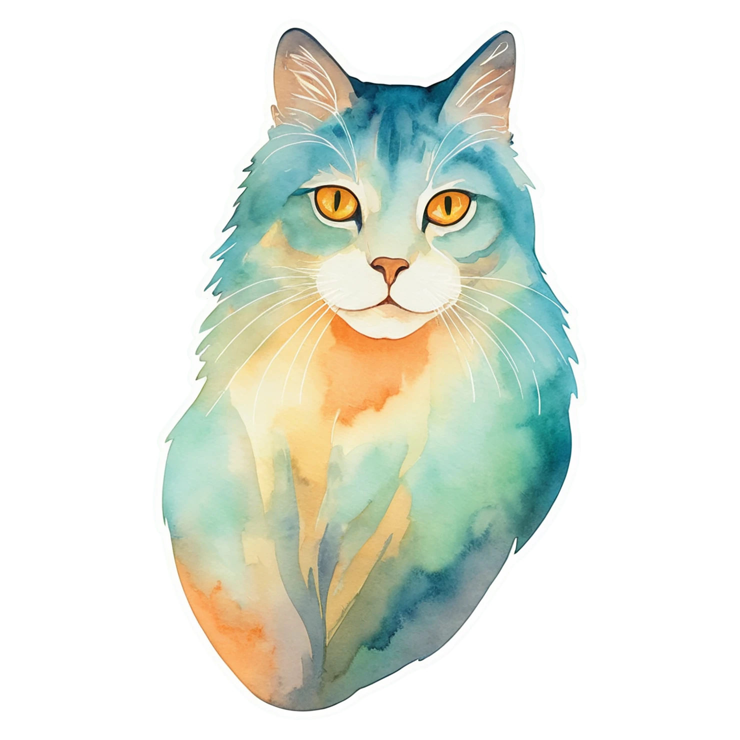 Cat watercolor sticker isolated on transparent background #15054