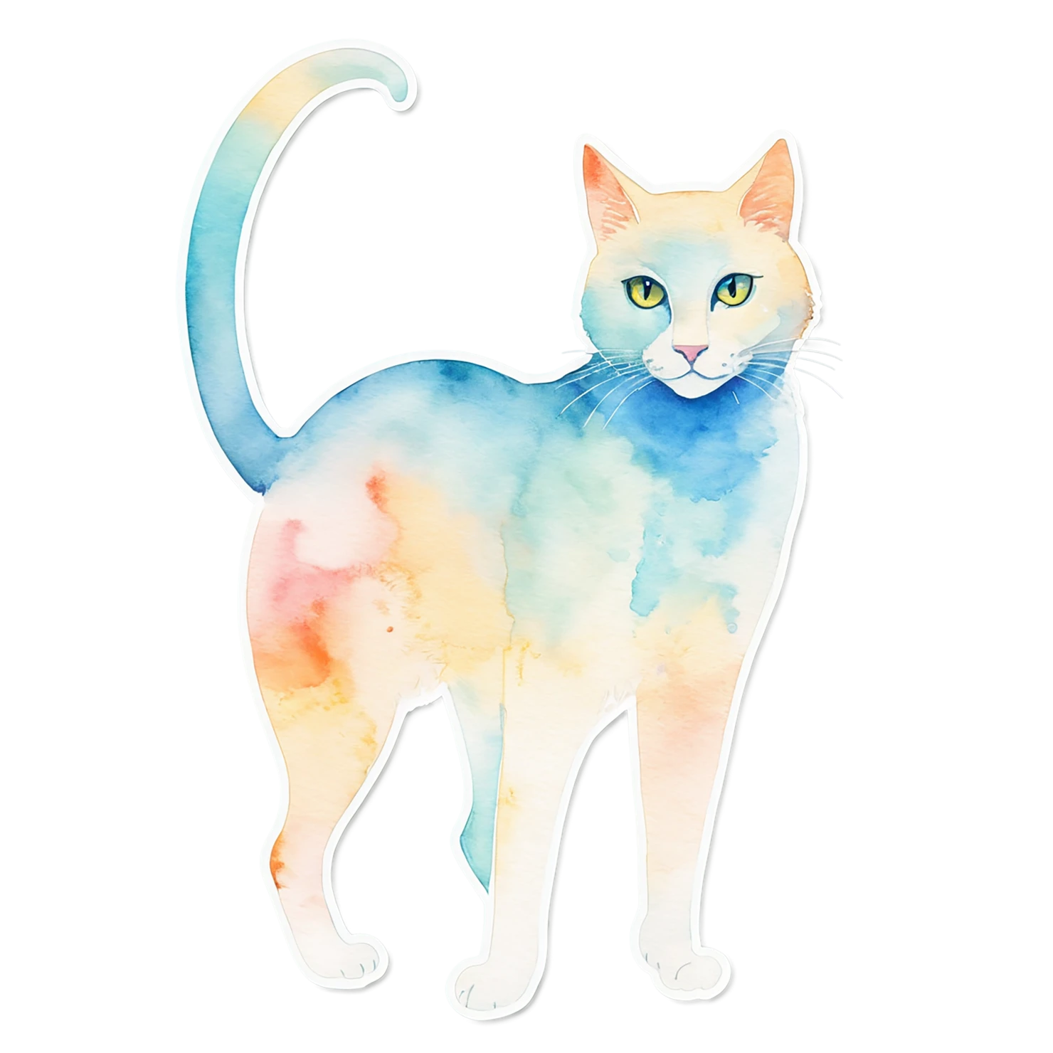Cat watercolor sticker isolated on transparent background #15056